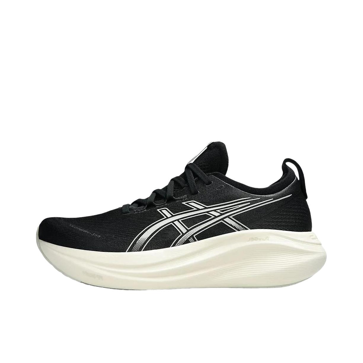 推荐商品：Asics/亚瑟士 Gel-Nimbus 27 跑鞋 防滑耐磨缓震轻量回弹舒适轻便支撑夜跑 男款/黑色/湖灰色