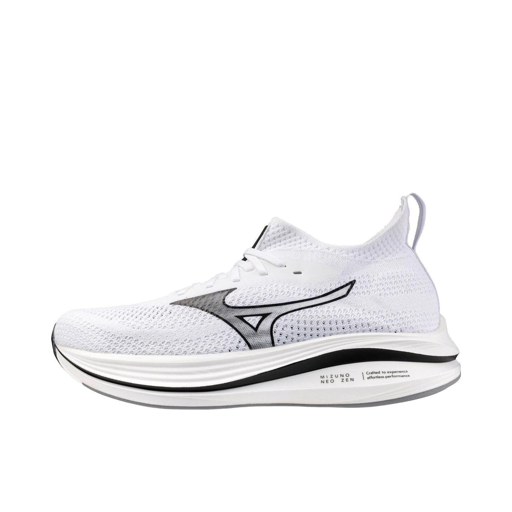 推荐商品：Mizuno/美津浓 Neozen 防滑耐磨 舒适减震 中帮 时尚百搭 跑鞋 白色/黑色 