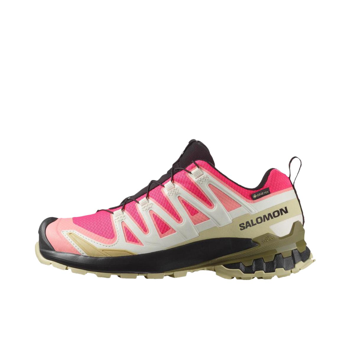 推荐商品：Salomon/萨洛蒙 XA Pro 3D V9 GTX 防滑耐磨 防水 网布 减震支撑 越野跑鞋 女款/粉色