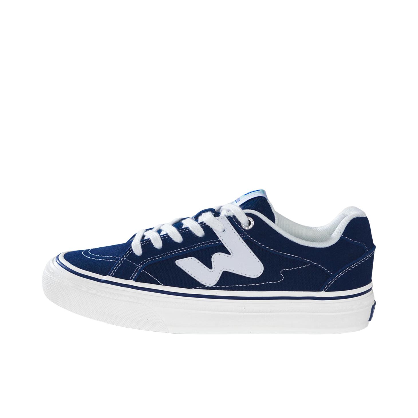 顽刻 赛车鞋 滑板鞋 板鞋  学生户外街头校园风帆布拼接国潮情侣百搭时尚耐磨平衡轻便 W系列 海军蓝