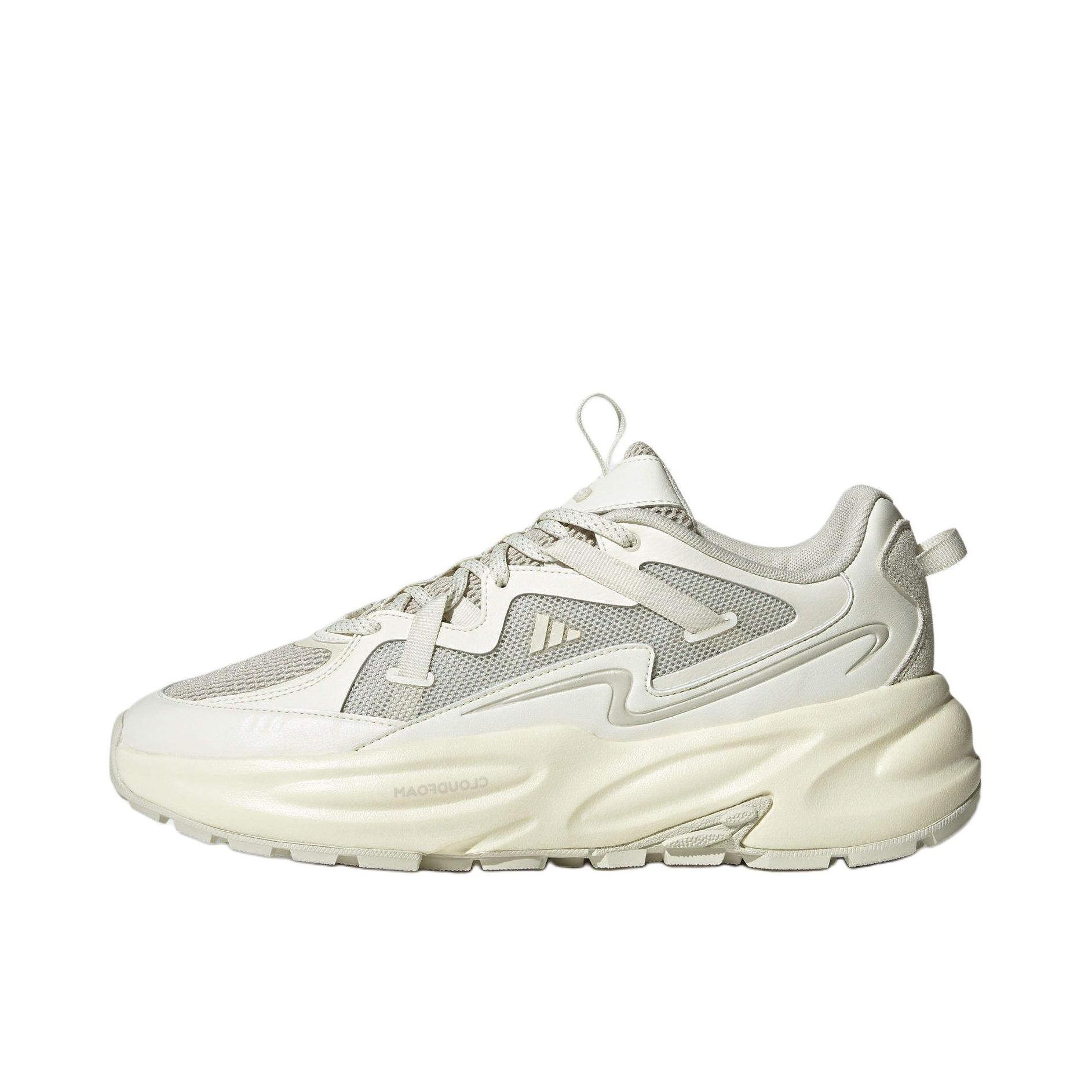 推荐商品：adidas OZWAVE SURGE 2.0 透气 耐磨 轻运动 回弹 稳定 织物 缓震 老爹鞋 汉玉白/轨道灰/乳白色