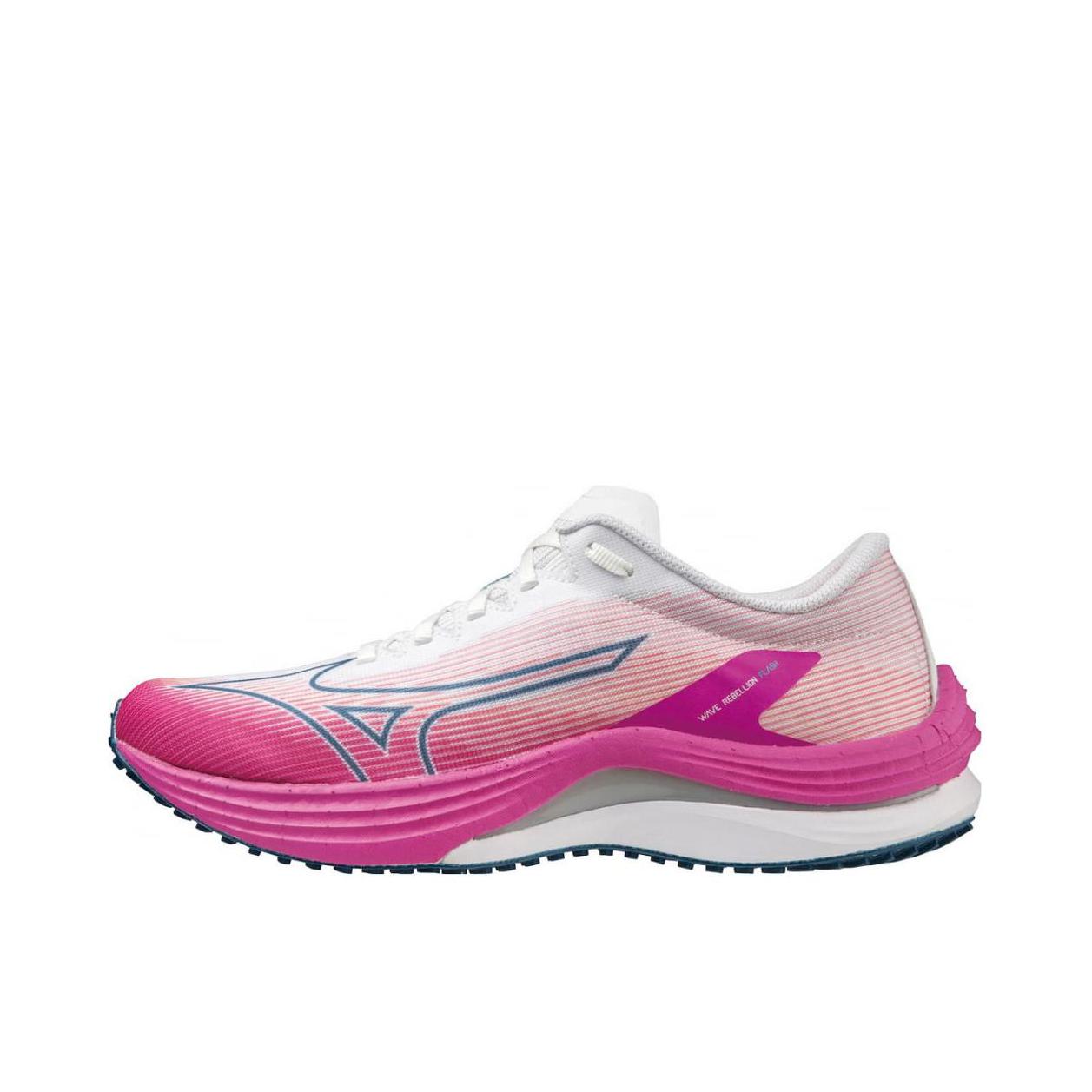 推荐商品：Mizuno/美津浓 Wave Rebellion Flash 减震耐磨 舒适透气 外底 跑鞋 白色/粉色/紫色