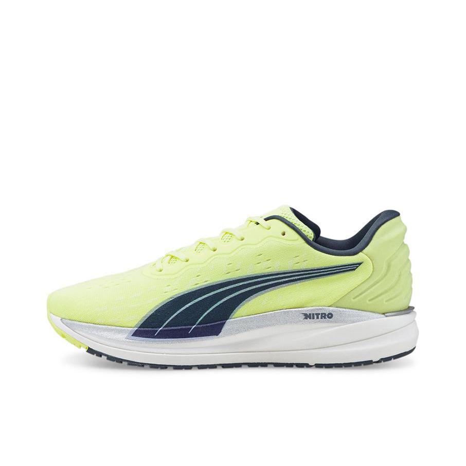 推荐商品：Puma/彪马 Magnify Nitro 轻量缓震 耐磨防滑 舒适 网面透气 轻便运动 织物 跑鞋 柠檬黄/白色