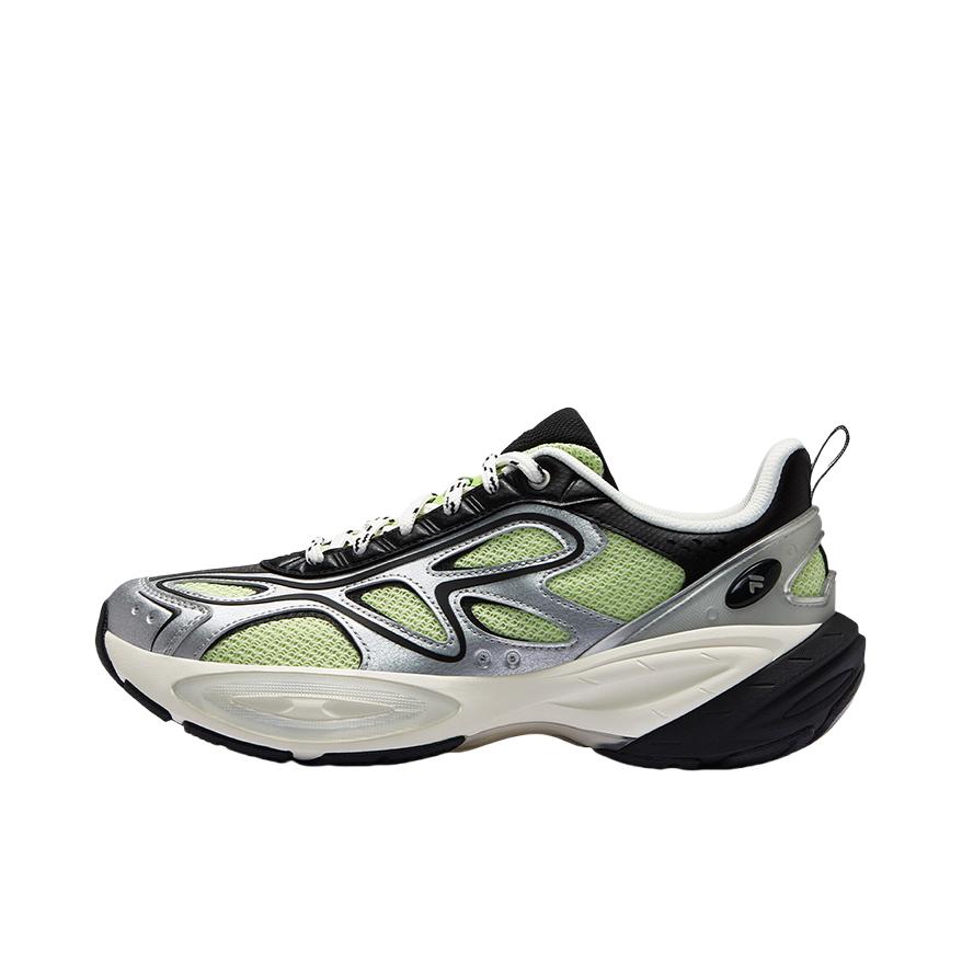 推荐商品：FILA/斐乐 BUZZARD 陨石2 网面 复古 机能 老爹鞋 绿色/银色
