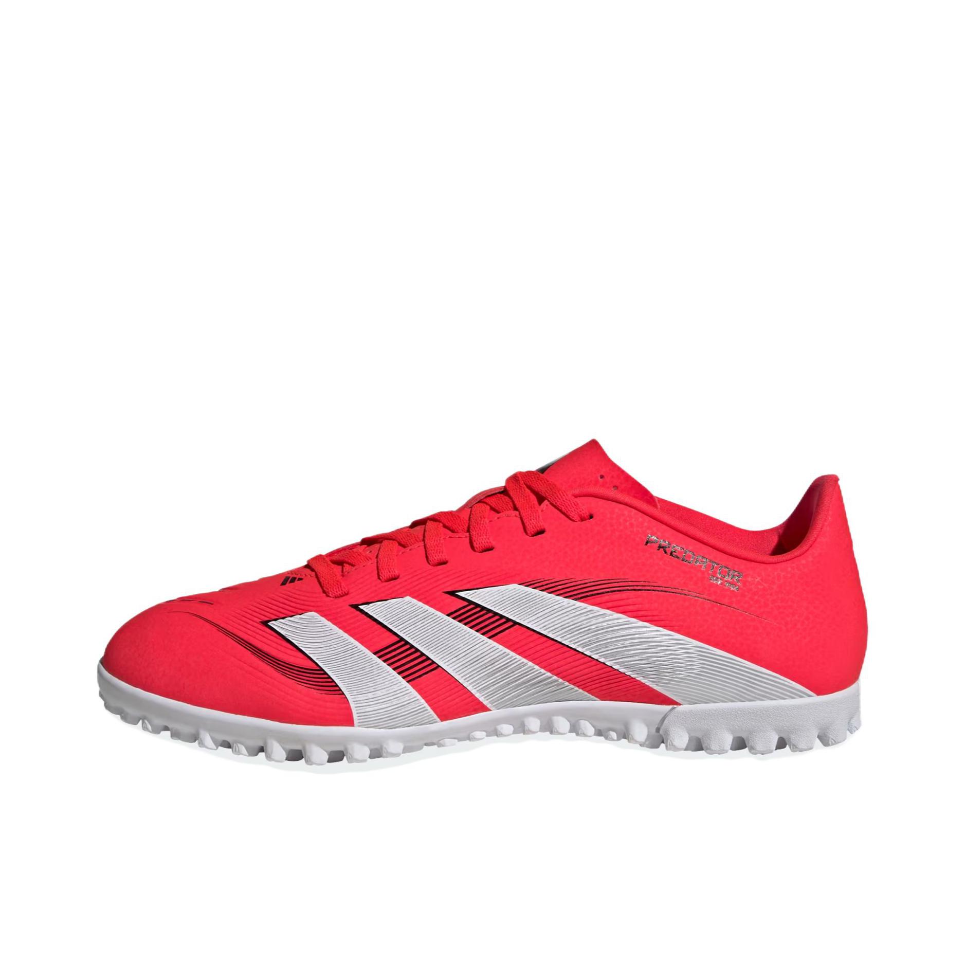 推荐商品：adidas Predator League TF 中端 胶质碎钉 人造草地室外硬地 防滑耐磨 舒适减震 足球鞋 亮红色/白色/黑色