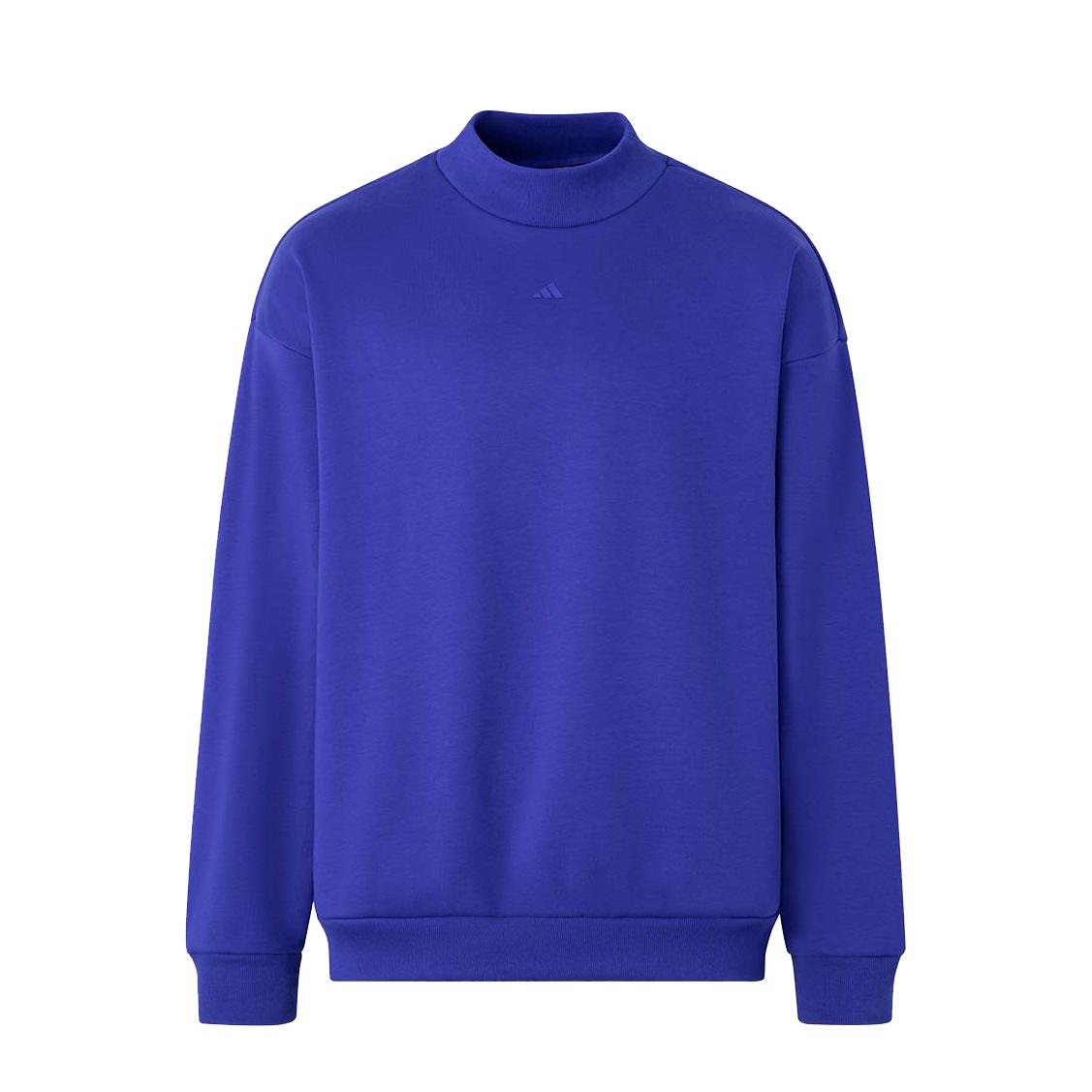 推荐商品：Adidas 加绒保暖长袖半高领套头卫衣 IX1966 亮蓝