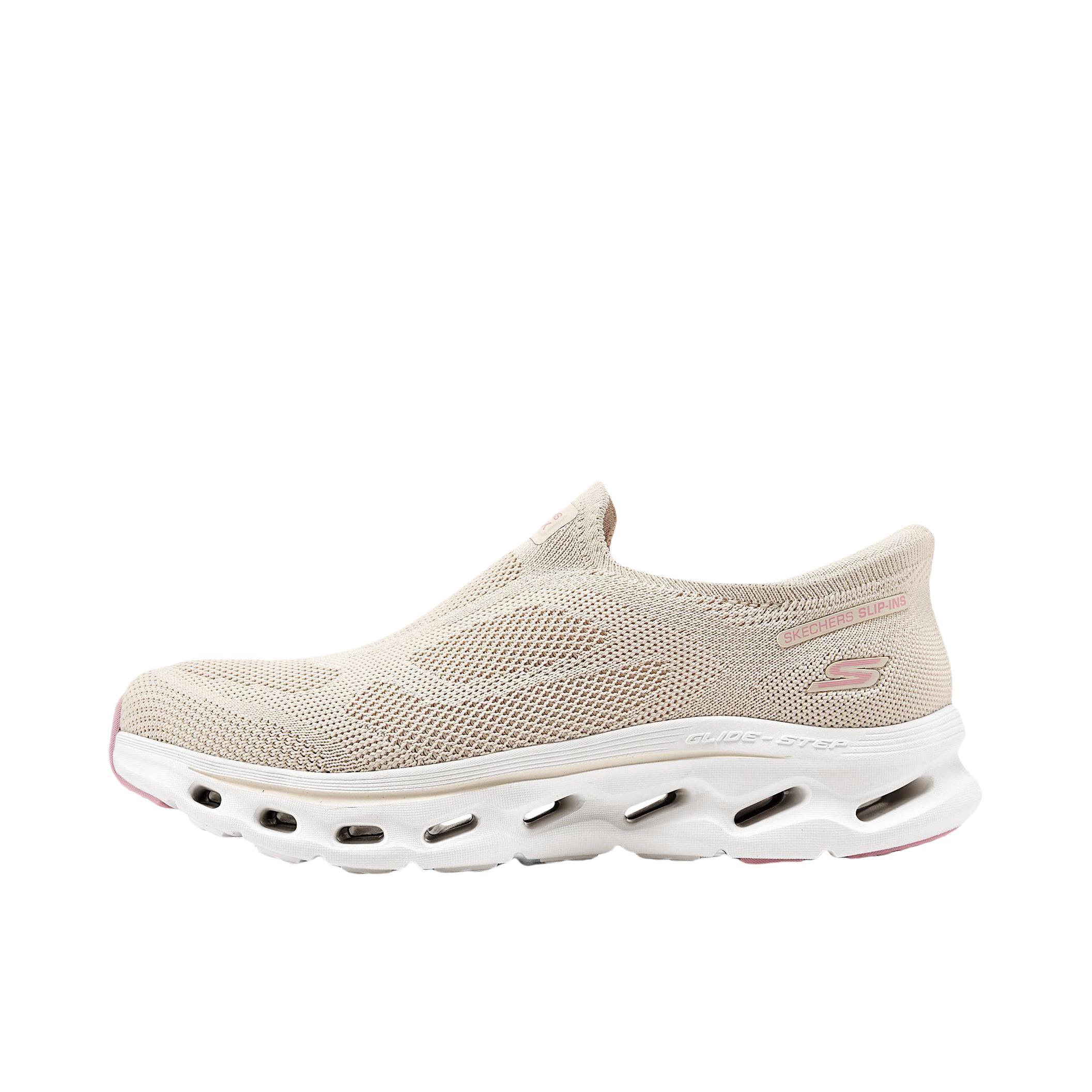 推荐商品：Skechers/斯凯奇 GO WALK 低帮 舒适缓震 防滑耐磨 透气 圆头 套脚 橡胶 潮流百搭 一脚蹬 运动休闲鞋 女款/自然色/粉红色
