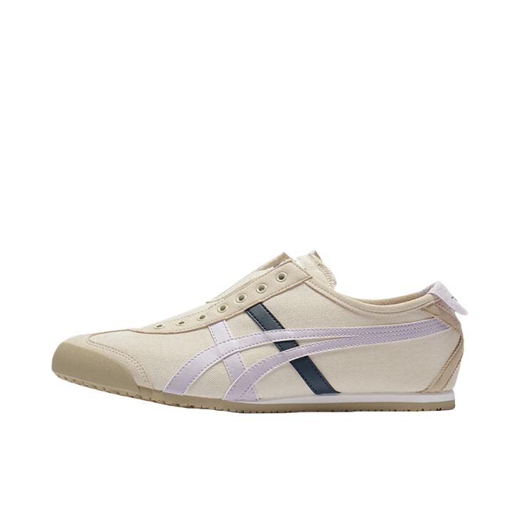 推荐商品：Onitsuka Tiger/鬼塚虎 Mexico 66 Slip-on 懒人鞋 德训鞋 运动休闲鞋 复古轻便透气一脚蹬舒适百搭 米白色/紫色