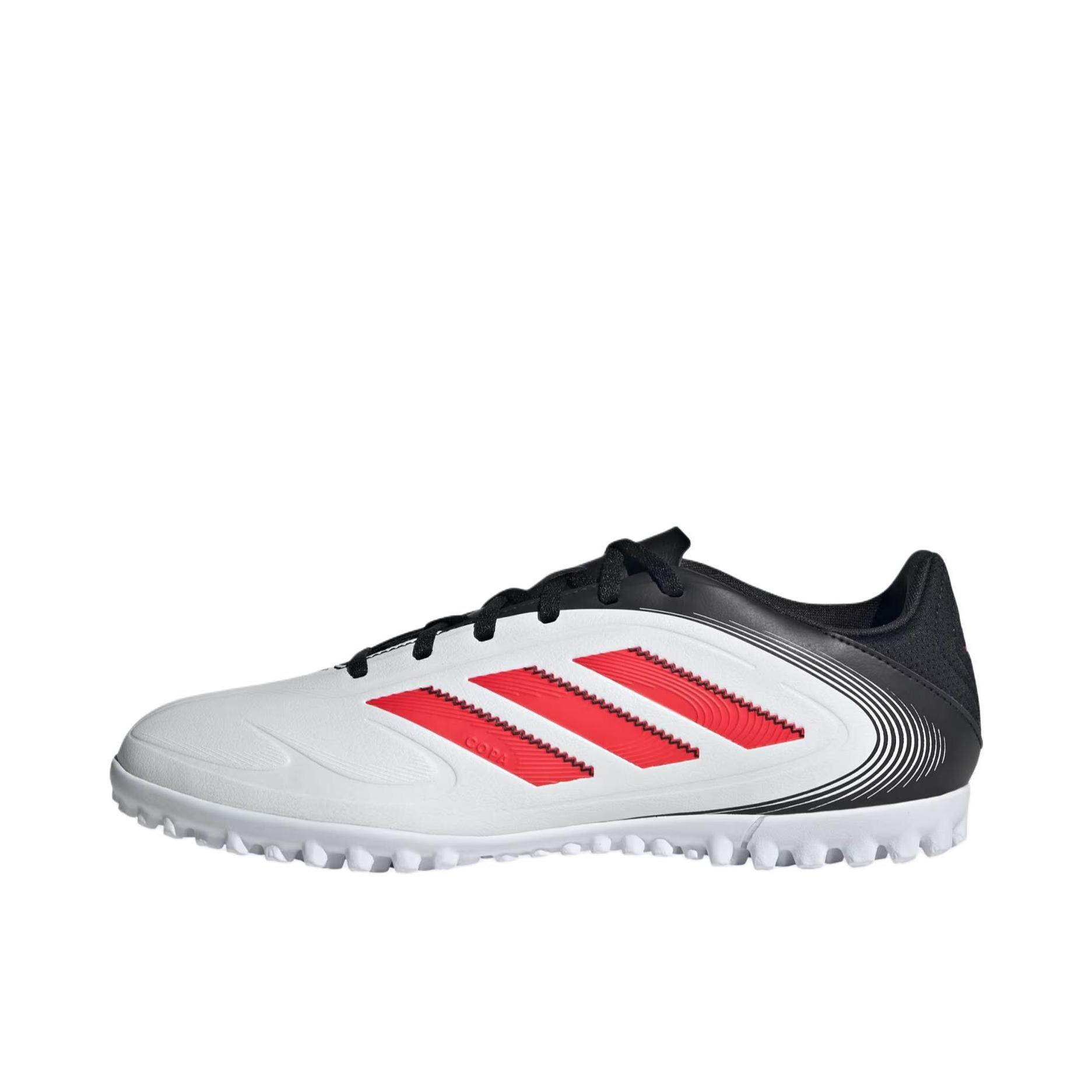 推荐商品：adidas COPA PURE III PRO TF 超顶 胶质碎钉 室外硬地人造草地 舒适减震 防滑耐磨 足球鞋 白色/红色