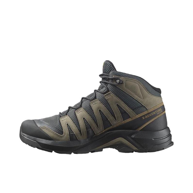 推荐商品：Salomon/萨洛蒙 X-ADVENTURE 中帮 抓地 耐用 防水 越野 系带 徒步鞋 沥青灰/深灰色/沙漠棕