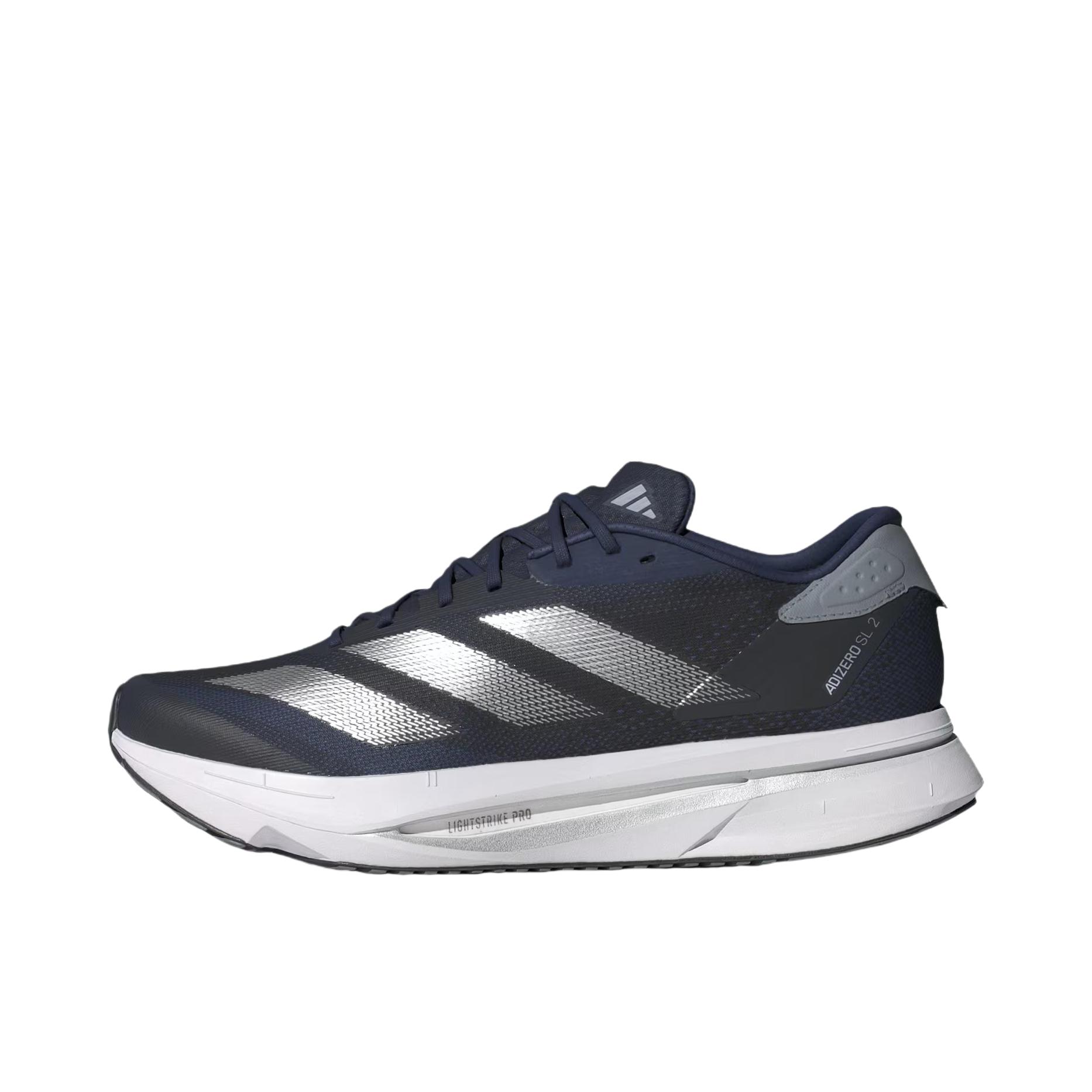 推荐商品：adidas Adizero Sl 2 跑鞋 轻便缓震支撑马拉松闪充长跑备赛体测训练防滑竞速贴合 深蓝色 