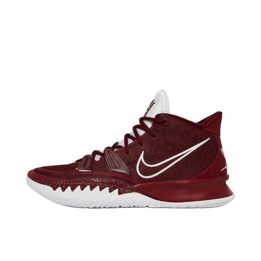推荐商品：Nike Kyrie 7 欧文7 缓震 防滑耐磨 圆头 包裹性 实战 织物 支撑 防水 合成革 篮球鞋 大红色
