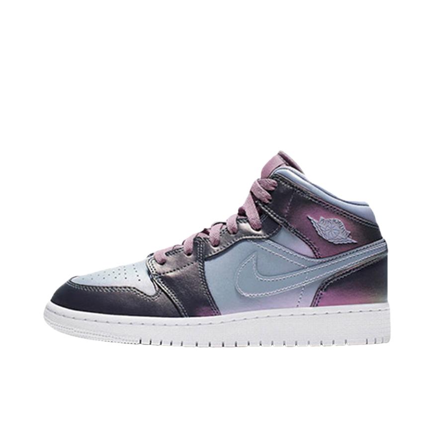 推荐商品：Air Jordan 1 板鞋 运动休闲鞋 复古潮流支撑合成革 Mid Metallic Purple GS/中帮/玫瑰紫金 