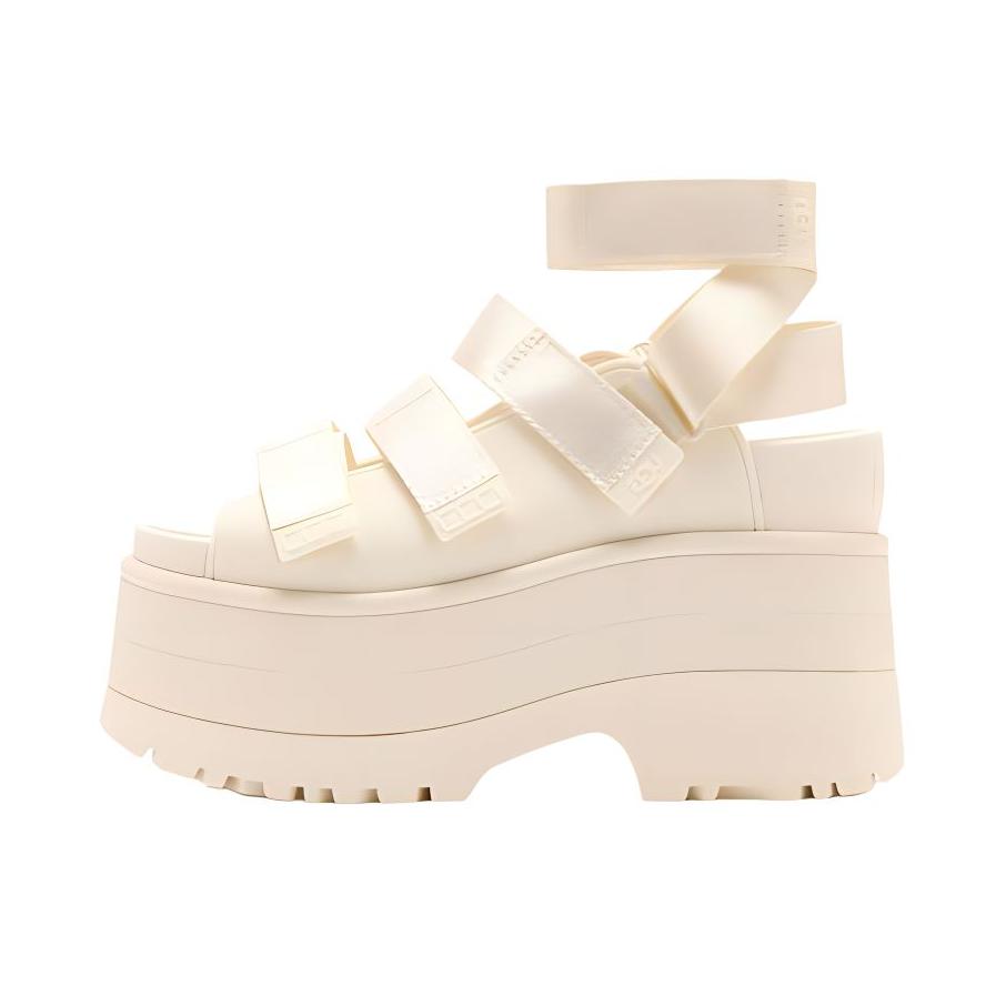 推荐商品：UGG Goldenrise 罗马 魔术贴 高跟 增高橡胶 缓震 厚底鞋 凉鞋 女款/米色