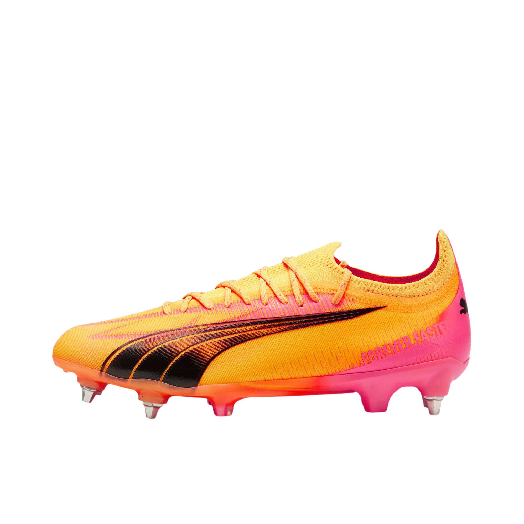 推荐商品：Puma/彪马 Ultra Ultimate SG 金属长钉 防滑耐磨 足球鞋 橙色/粉色