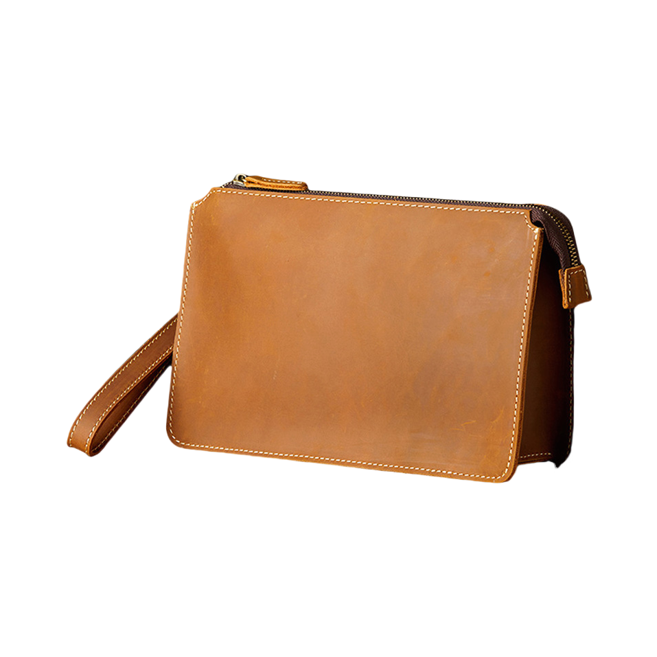 推荐商品：Simple&nature 中号手工原创疯马皮休闲复古头层牛皮钱包信封包手包手拿包