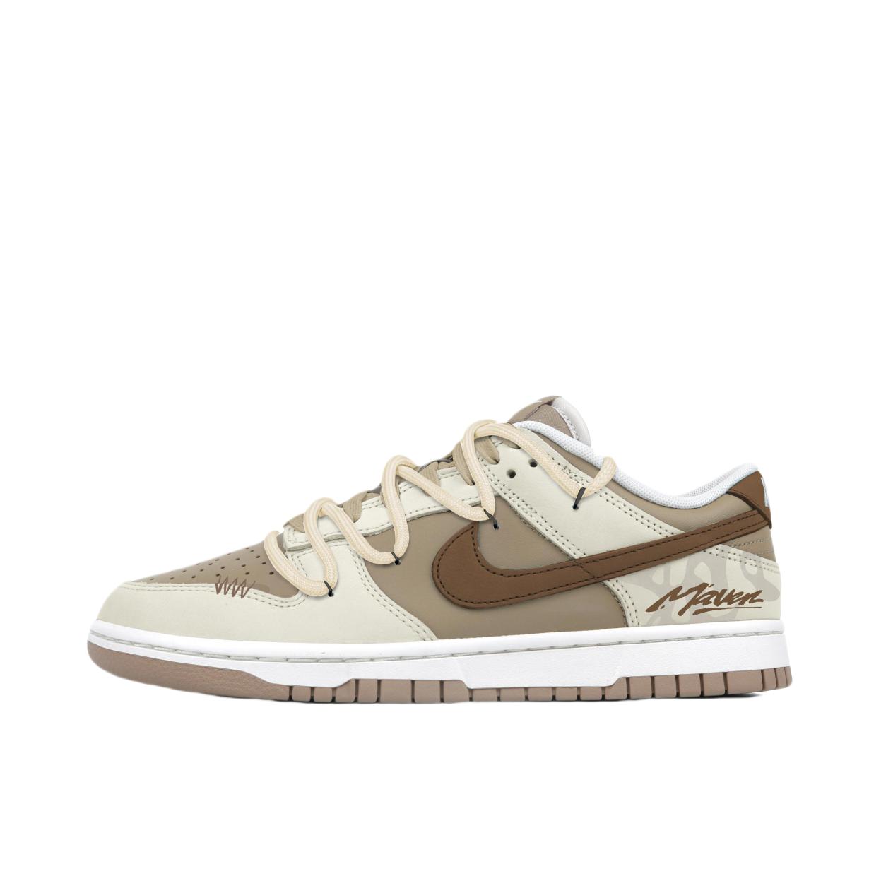 推荐商品：【定制球鞋】 Nike Dunk 板鞋 平跟系带防滑耐磨做旧高街简约百搭潮流复古美式 心动摩卡 