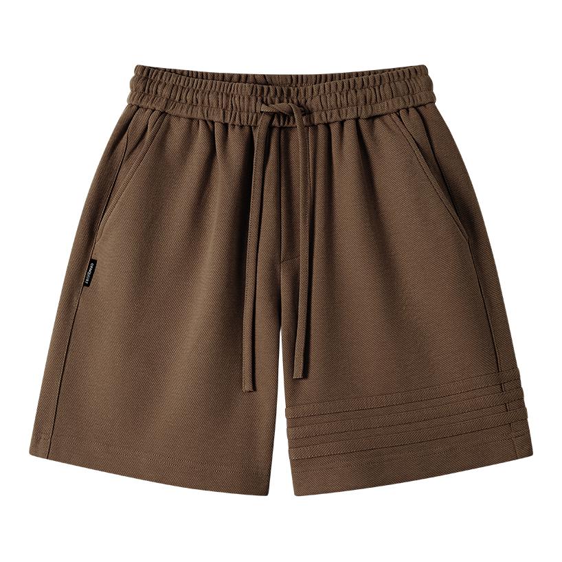 推荐商品：MAISON VINSON 抽绳立体不对称重磅休闲短裤 33DK245091 卡其