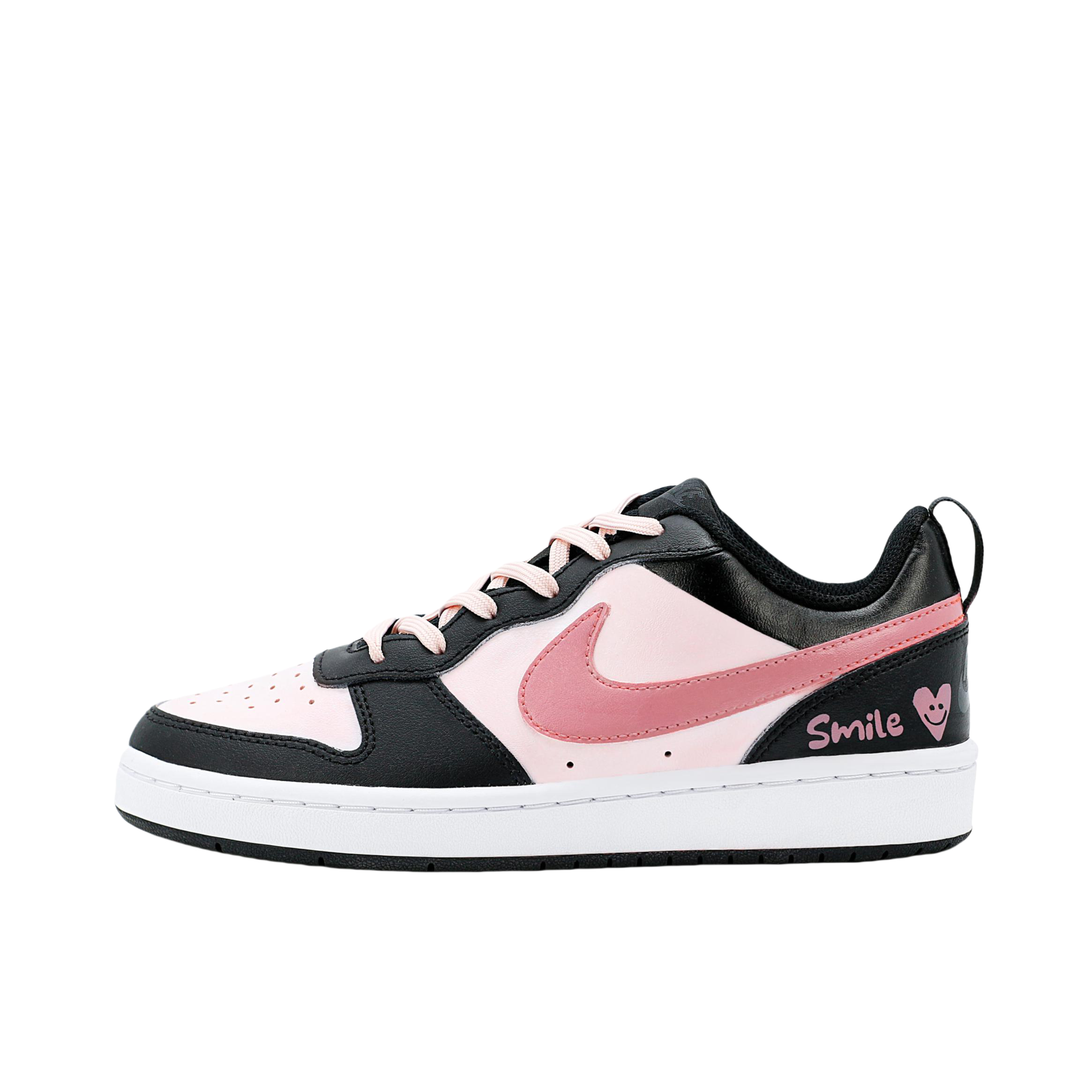 推荐商品：【定制球鞋】 Nike Court Borough 2 板鞋 包裹性增高减龄解构风合成革美式防滑复古轻便 大童/粉桃微笑 