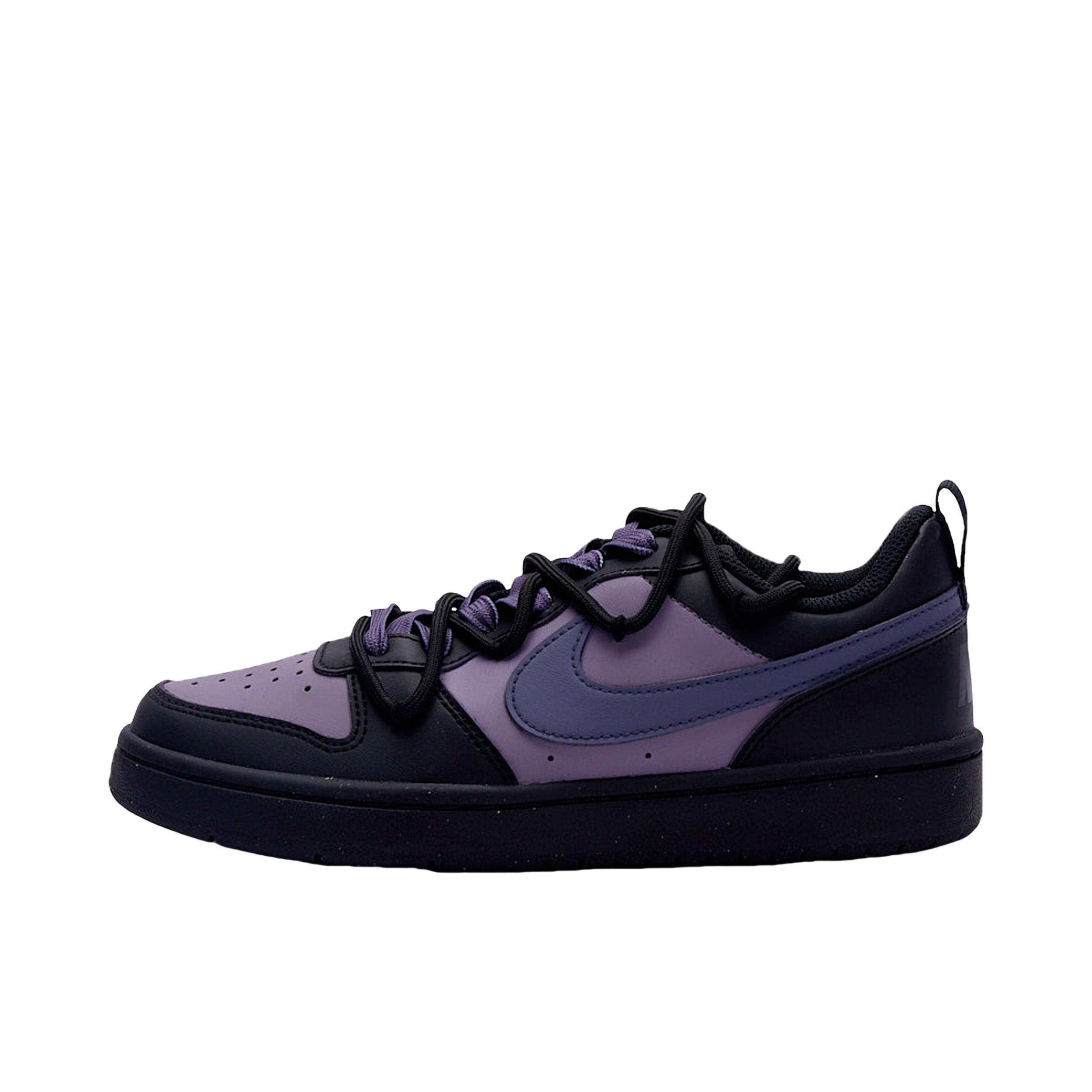 推荐商品：【定制球鞋】 Nike Court Borough 板鞋 防滑防水轻便减震手绘减龄做旧甜酷高街合成革甜妹包裹性复古婚鞋增高小白鞋薄底秋冬脏脏鞋 大童/葡萄黑巧 