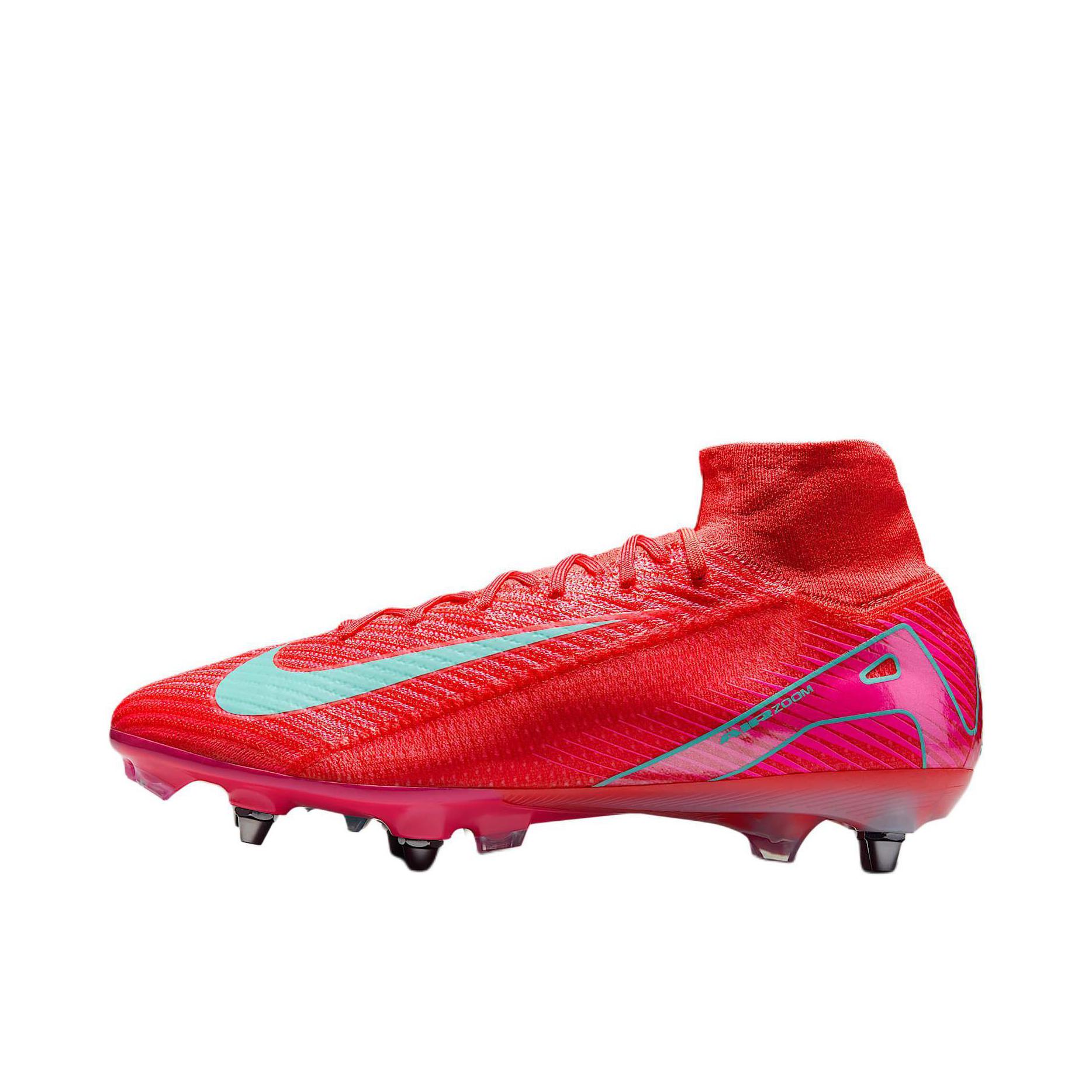 推荐商品：Nike Mercurial Superfly 10 Elite SG-Pro 足球鞋 金属长钉防滑耐磨平跟系带 红色