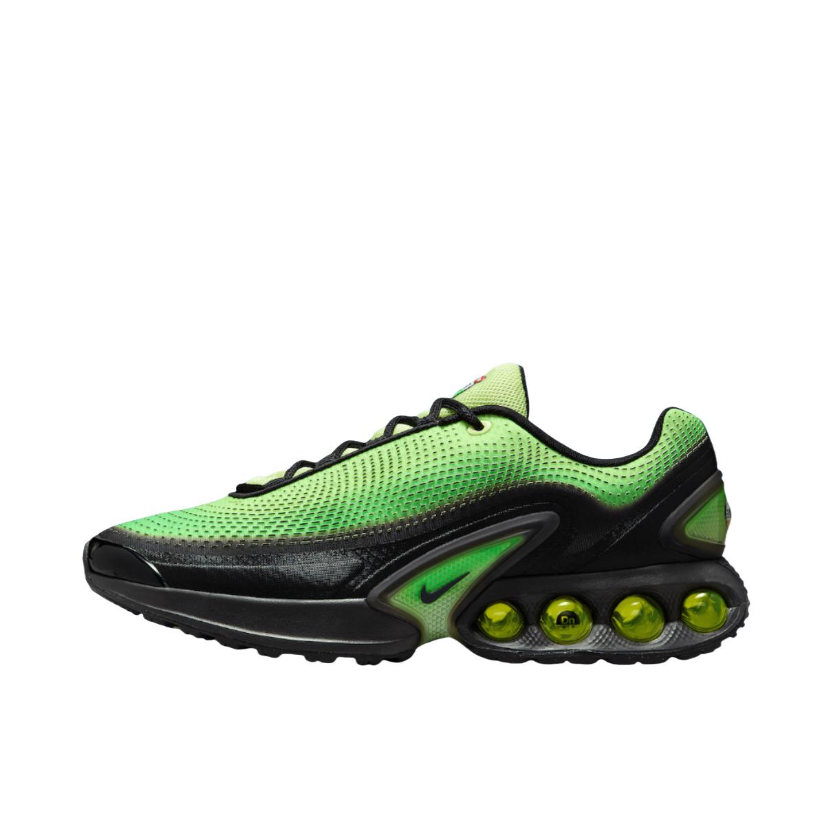 推荐商品：Nike Air Max Dn 运动休闲鞋 柔软防滑耐磨缓震回弹支撑网布透气低帮平跟贴合 黑色/绿色
