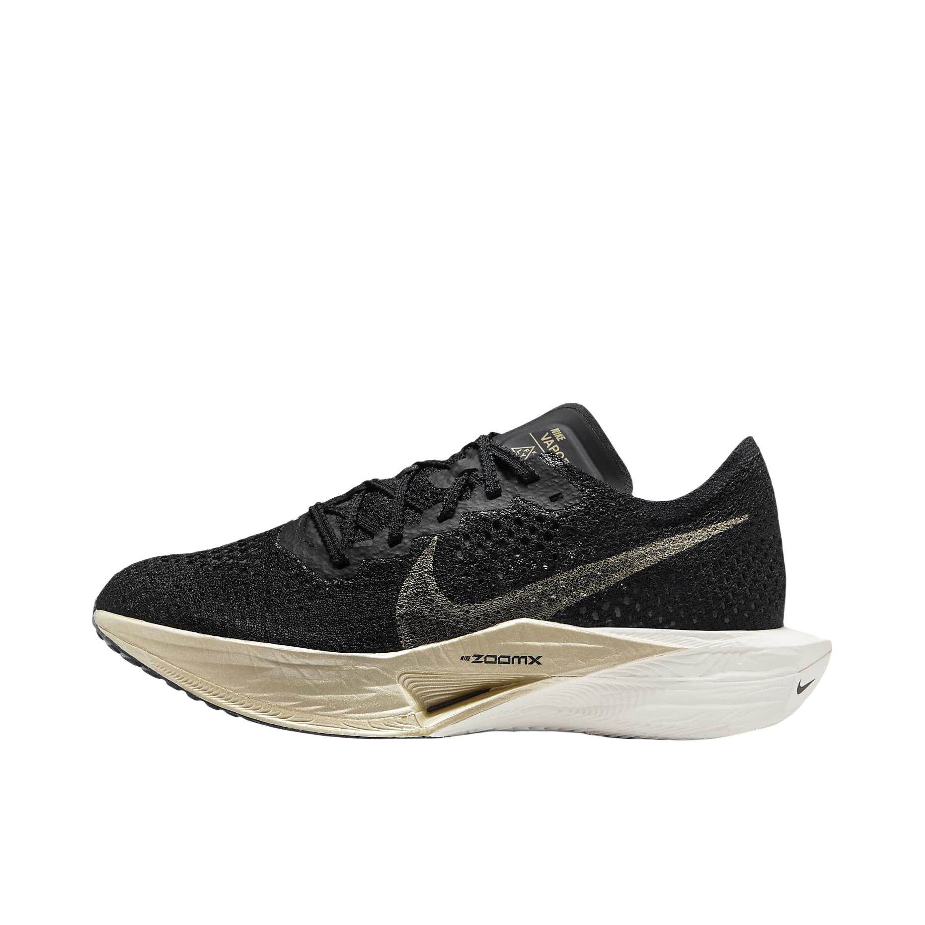 推荐商品：Nike ZoomX Vaporfly NEXT% 3 跑鞋 碳板马拉松公路竞速舒适缓震防滑耐磨支撑回弹飞织 女款/黑色/金色