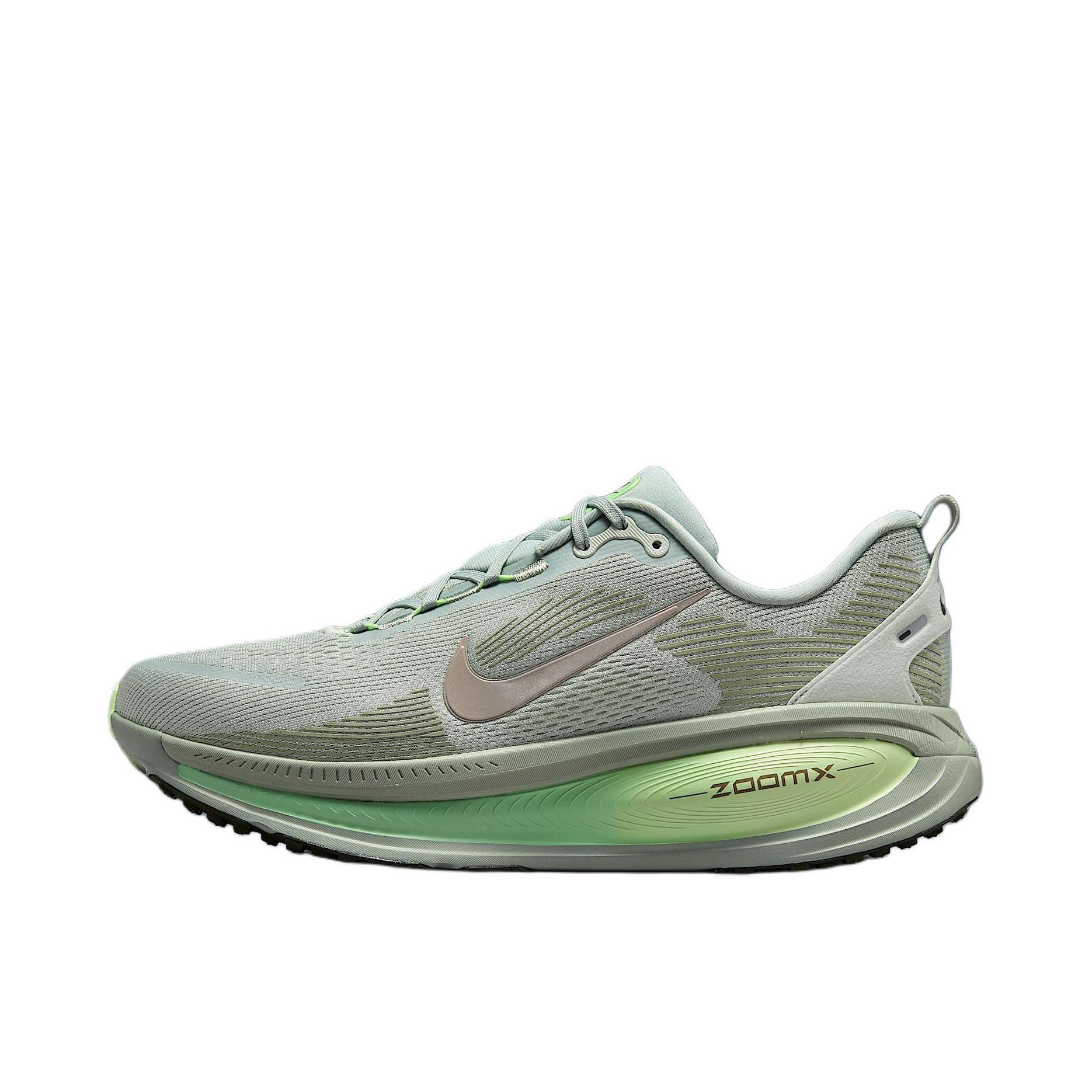 推荐商品：Nike Vomero 18 跑鞋 减震防滑低帮厚底训练轻便短跑贴合防水 灰色/绿色