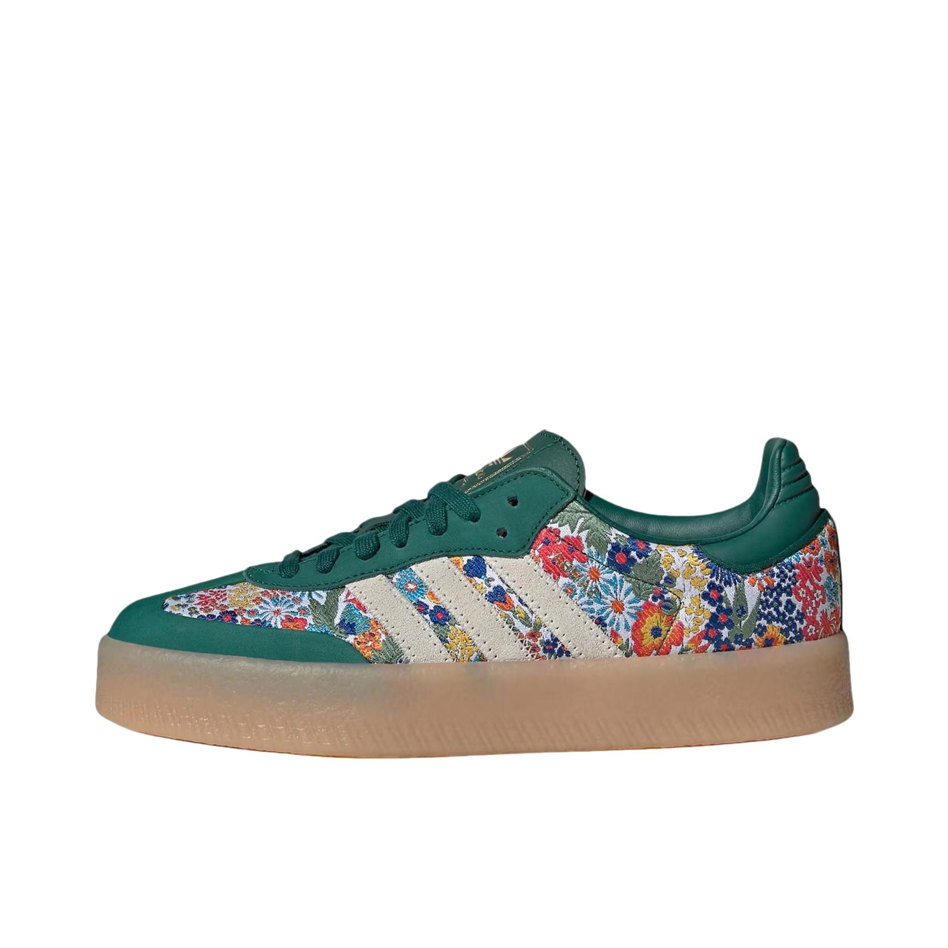 推荐商品：adidas Originals Sambae T头鞋 德训鞋 板鞋 增高包裹性合成革 Liberty London联名/深绿色 