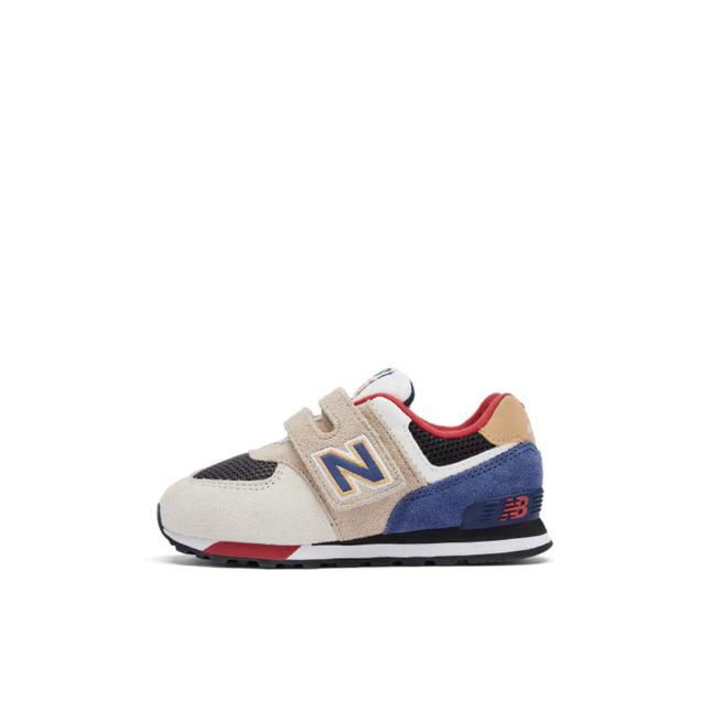 推荐商品：New Balance 574 网面透气 防滑耐磨 减震回弹 轻便舒适 复古 魔术贴 防踢 拼接 运动鞋儿童 婴童/奶咖/浅米/深蓝