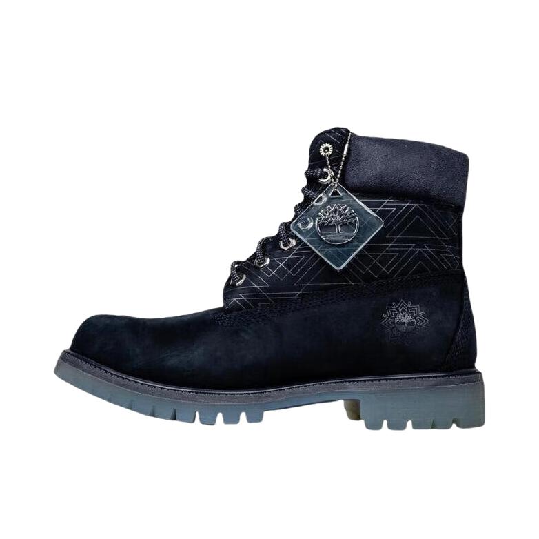 推荐商品：Timberland/添柏岚 踢不烂 户外 防水 耐磨 短筒 高帮 马丁靴 深黑色/银色