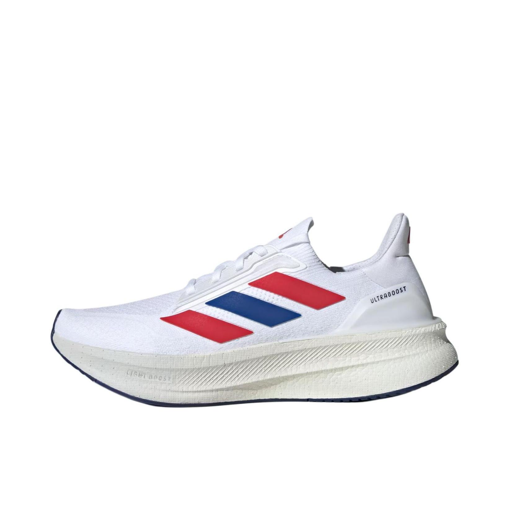 推荐商品：adidas Ultraboost 5X 跑鞋 超轻缓震回弹防滑耐磨支撑贴合长跑圆头 白色/红色