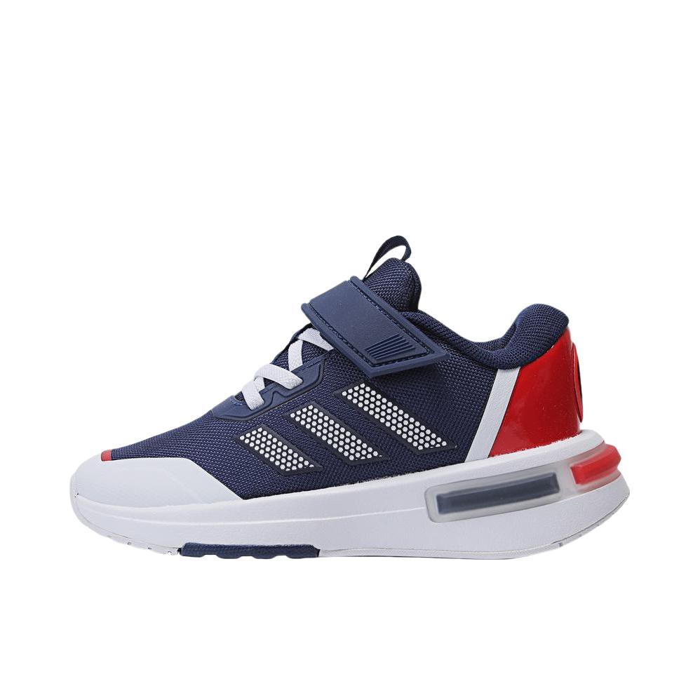 推荐商品：adidas Racer 运动鞋儿童 跑鞋魔术贴耐磨透气 MARVEL'S CAPTAIN联名/大童/蓝色/红色