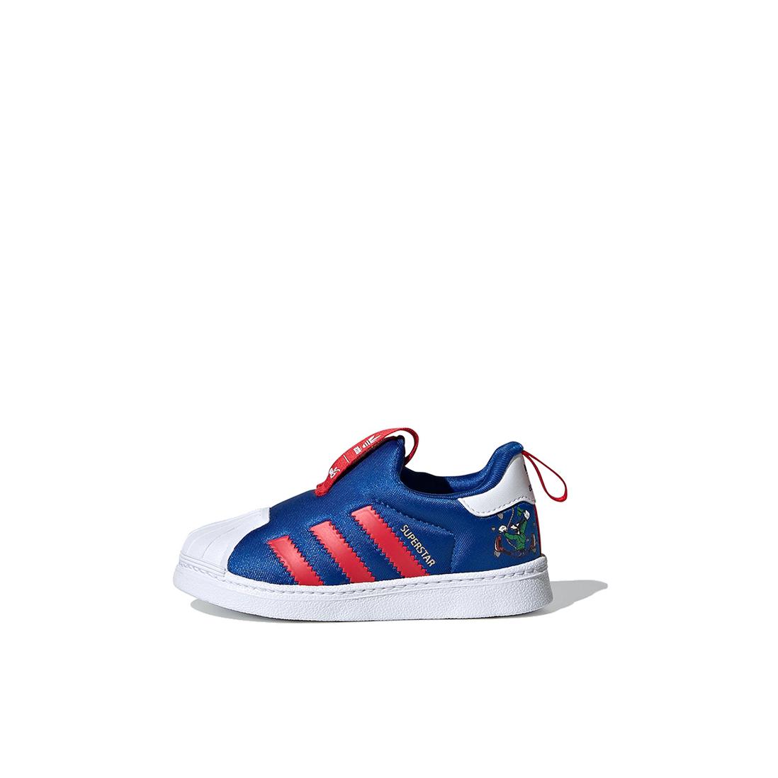 推荐商品：adidas Originals Superstar 360 一脚蹬 软底 贝壳头 板鞋儿童 婴童/迪士尼联名/蓝红白