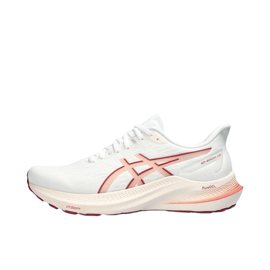 推荐商品：Asics/亚瑟士 GT-2000 12 跑鞋 足弓稳定支撑缓震回弹透气复古马拉松夜跑圆头 女款/白色/橙色