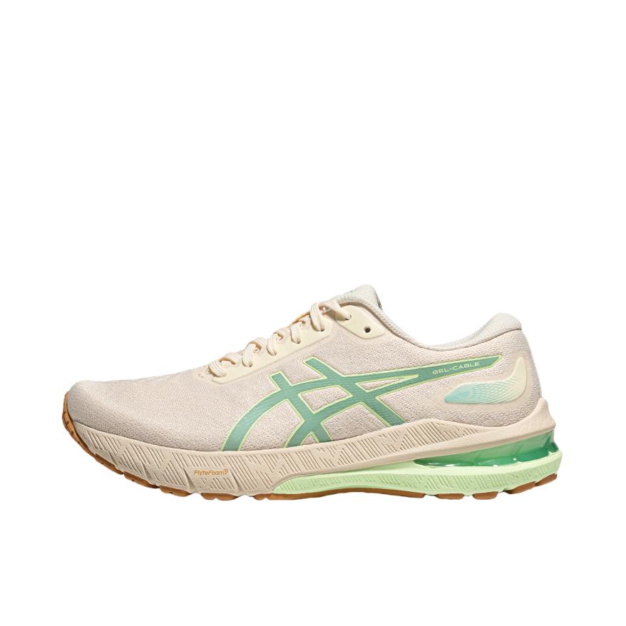 推荐商品：Asics/亚瑟士 Gel-Cable 跑鞋 舒缓透气缓震支撑防滑织物 女款/米色/绿色