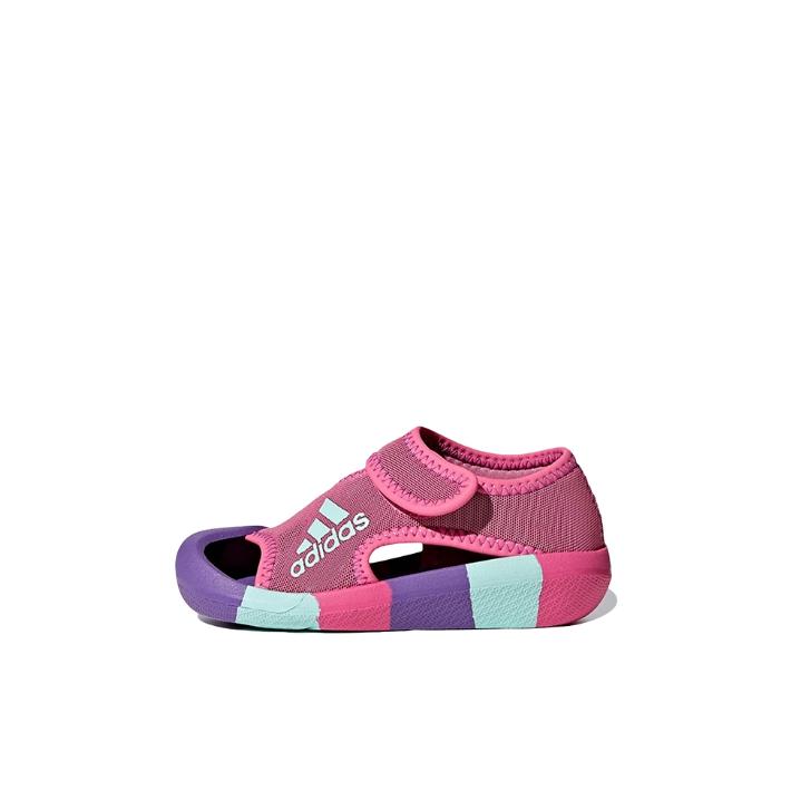 推荐商品：adidas AltaVenture 凉鞋儿童 防滑耐磨轻运动舒适轻便魔术贴透气休闲太空革沙滩软底训练防踢 Pink/Purple/Blue 婴童/荧光粉