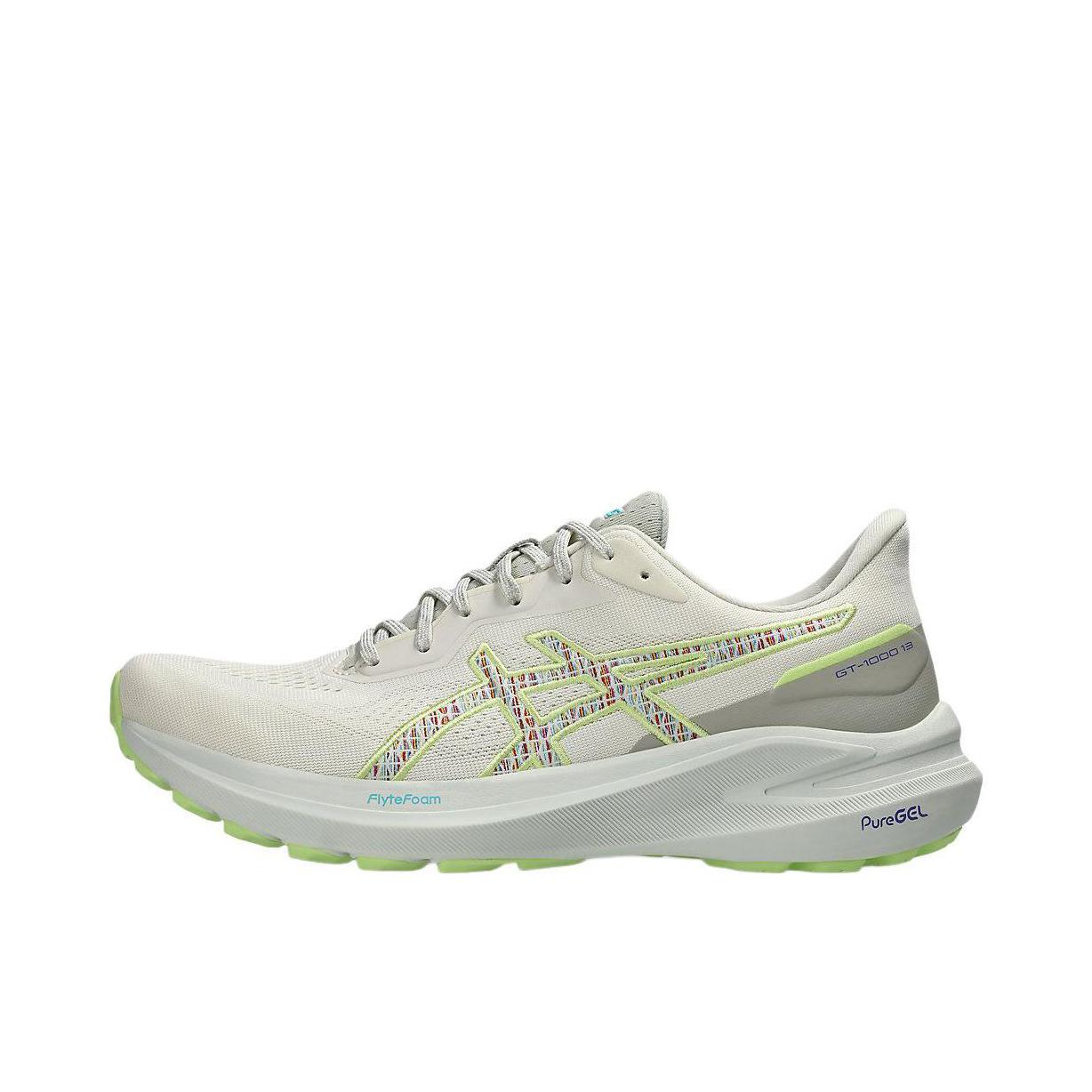 推荐商品：Asics/亚瑟士 GT-1000 13 跑鞋 舒适防滑耐磨透气缓震支撑轻量轻便回弹短跑 米色/绿色