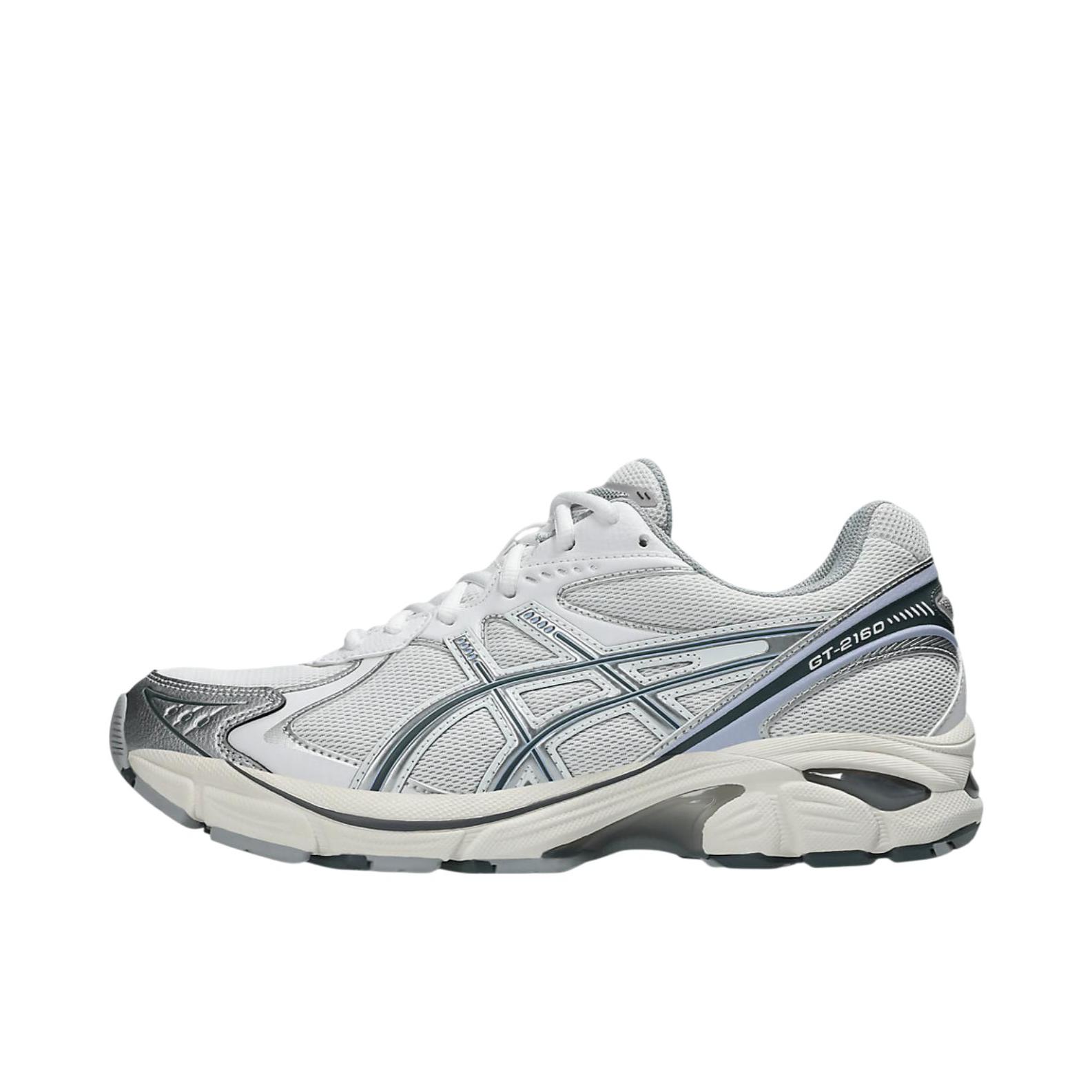推荐商品：Asics/亚瑟士 GT-2160 跑鞋 拼接舒适缓震网面防滑耐磨复古简约百搭时尚合成革织物耐用短跑圆头支撑 白色/浅蓝色