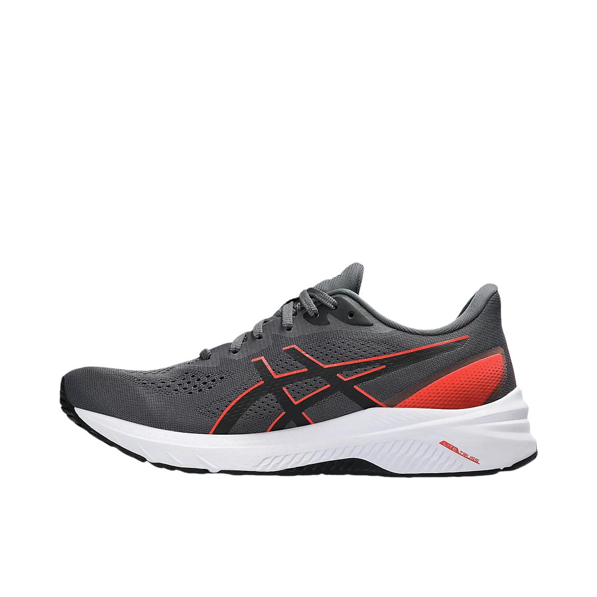推荐商品：Asics/亚瑟士 GT-1000 12 跑鞋 舒适轻量回弹缓震耐磨网面透气织物马拉松潮流百搭稳定支撑复古 深灰色/红色