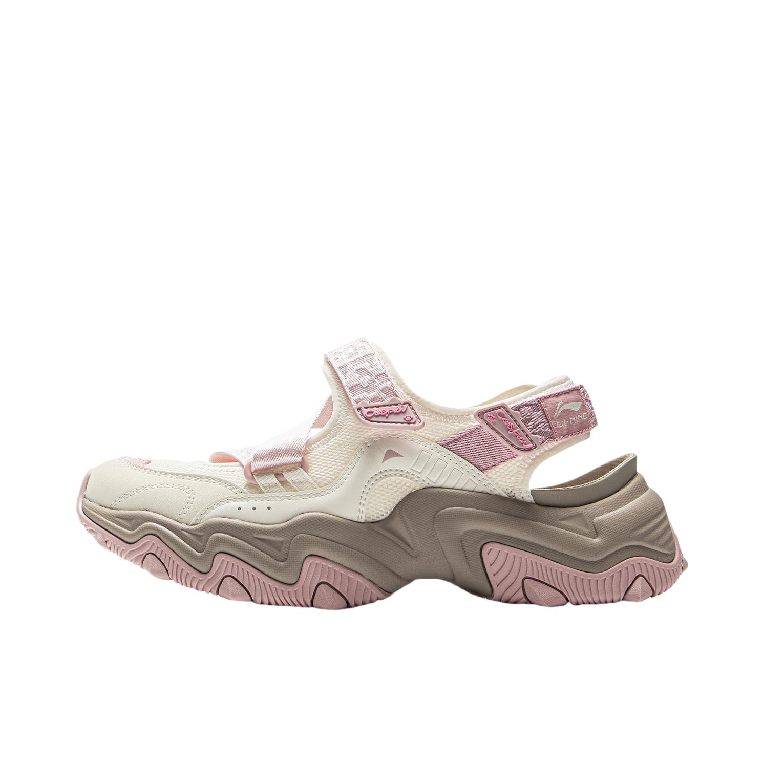 推荐商品：李宁 猫爪SANDAL 甜美风 玛丽珍 百搭 复古 户外休闲鞋 女款/米色/粉色