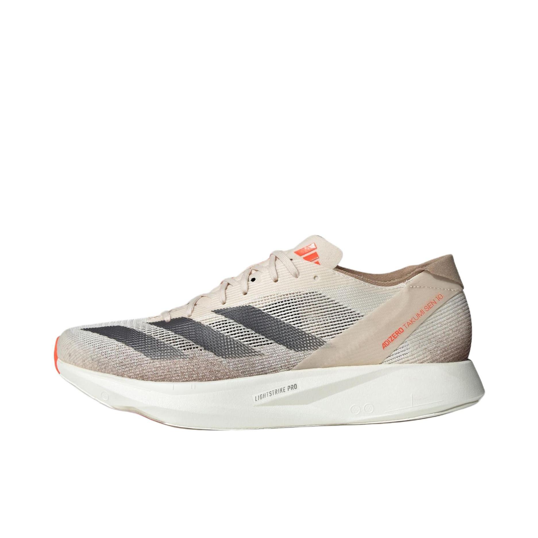 推荐商品：adidas Adizero Takumi Sen 10 跑鞋 稳定支撑能量碳柱缓震透气感 米色