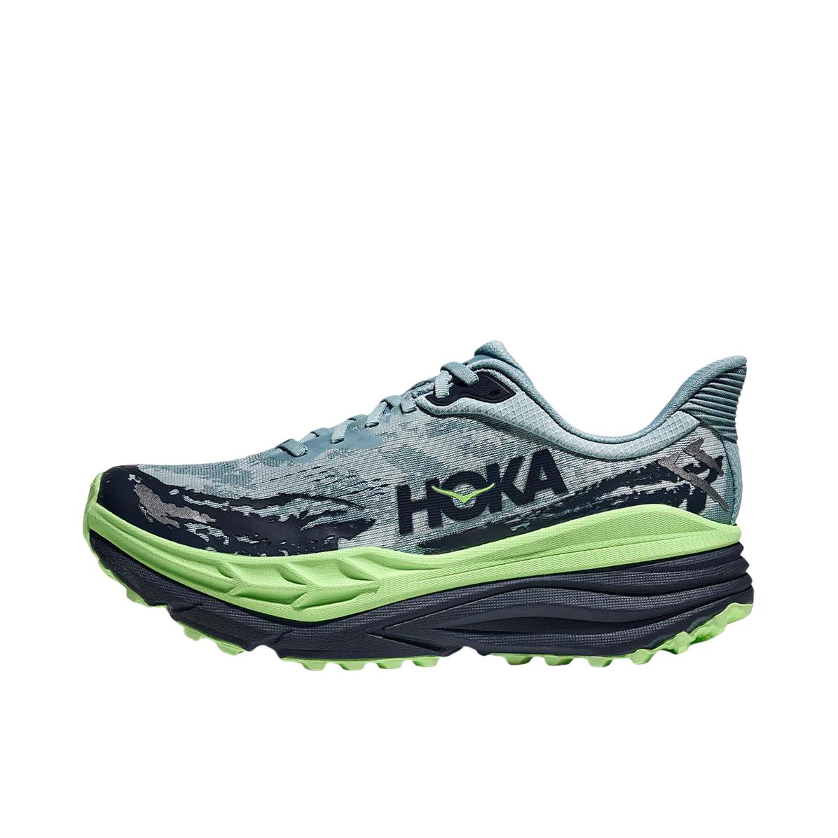 推荐商品：HOKA ONE ONE  Stinson 7  抓地支撑 缓震耐磨 缓冲 透气 圆头 织物 全地形 斯廷森 7 跑鞋 D宽/绿色