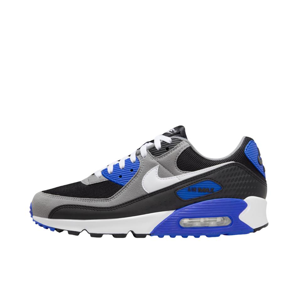 推荐商品：Nike Air Max 90 跑鞋 气垫合成革缓震透气复古增高圆头贴合拼接 黑色/深蓝色/白色