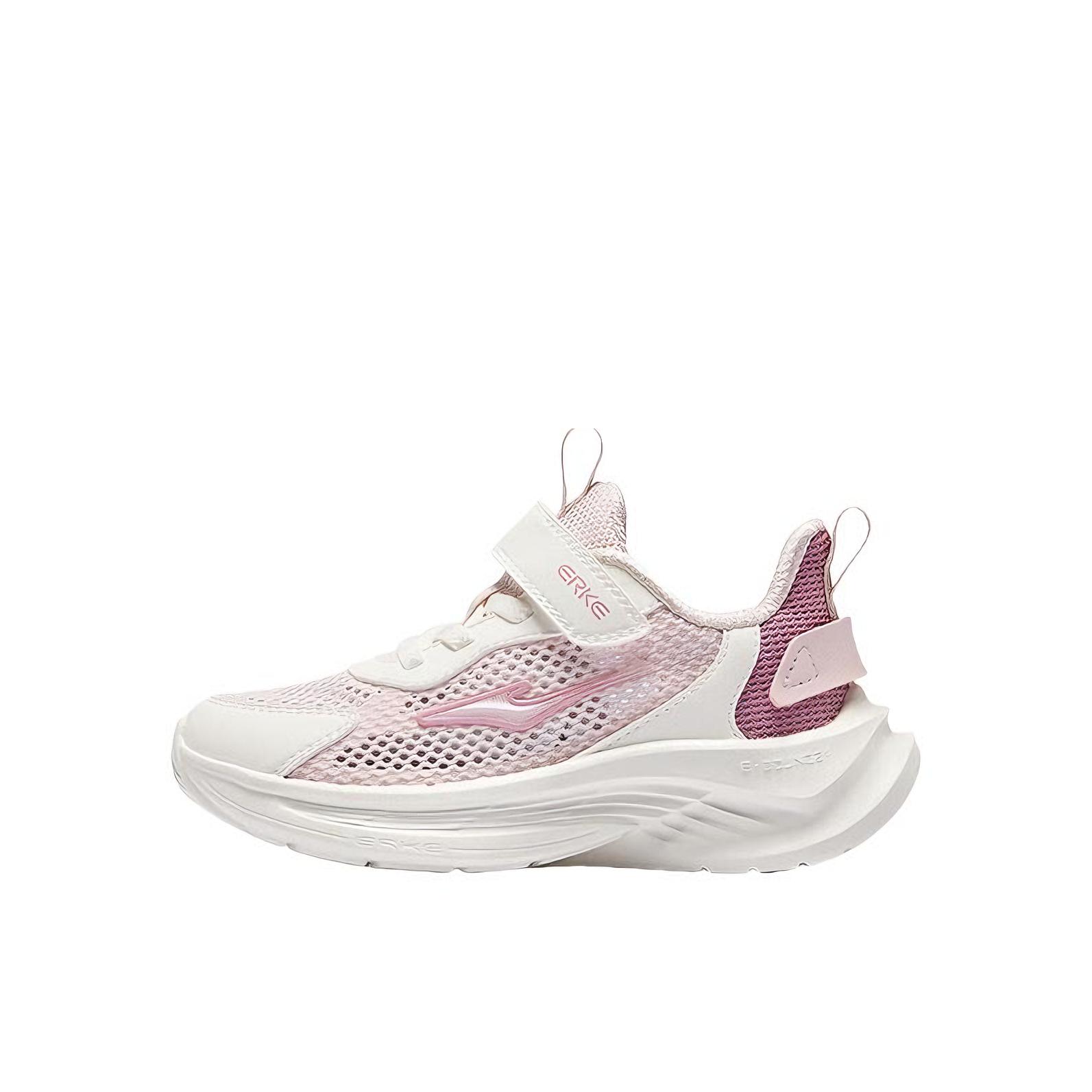 推荐商品：鸿星尔克 鸣鸥2 运动鞋儿童 休闲魔术贴网面软底缓震回弹 小童/轻纱粉/微晶白