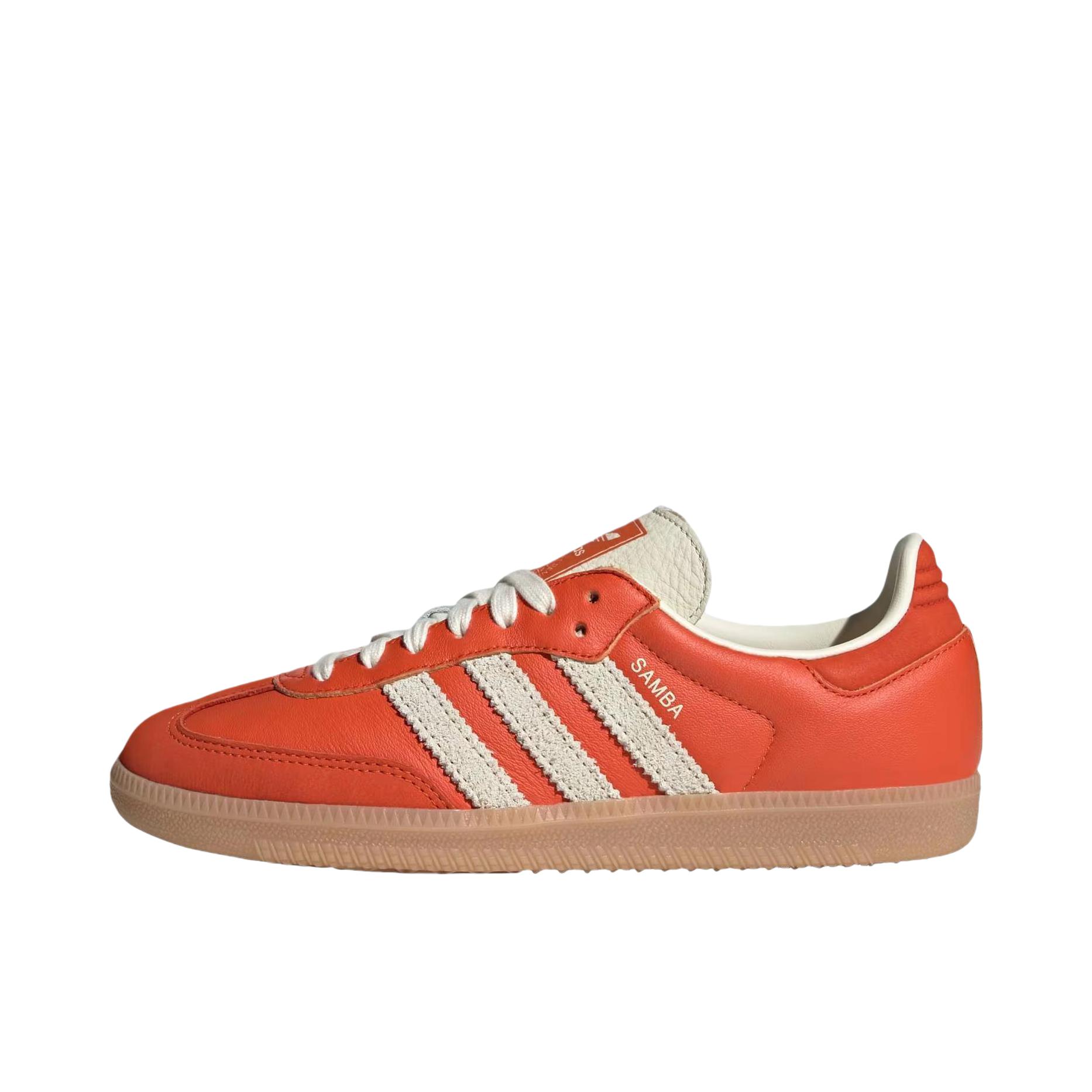 推荐商品：adidas Originals Samba OG T头鞋 板鞋 经典复古舒适百搭耐磨合成革圆头薄底贴合 学院橙/奶油白 