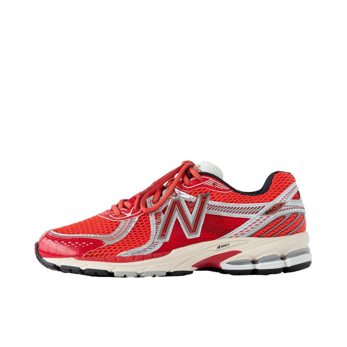 推荐商品：New Balance 860 v2 跑鞋 防滑耐磨透气支撑回弹低帮圆头系带复古耐用短跑 AIMÉ LEON DORE联名/D宽/红色/白色