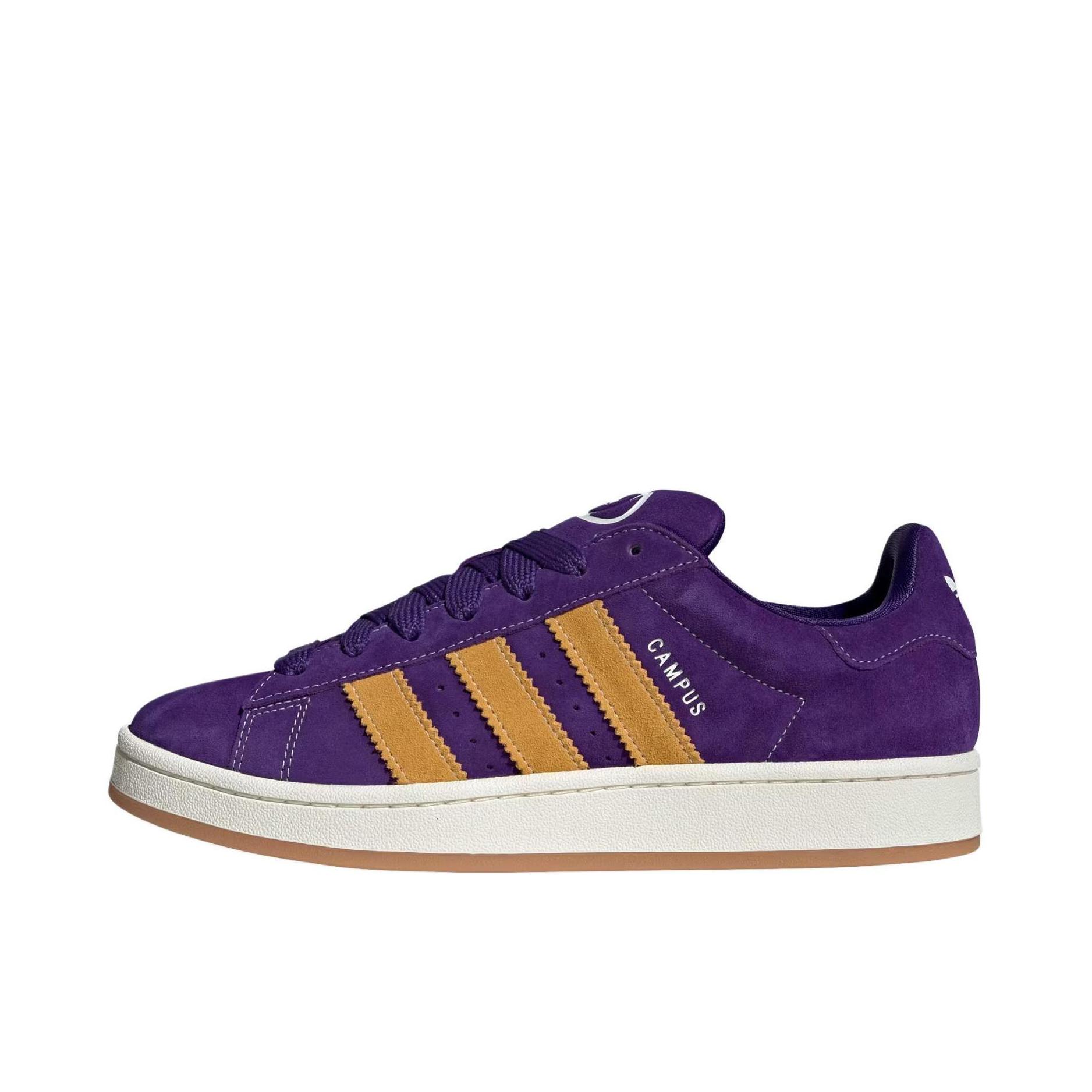 推荐商品：adidas Originals Campus 00s 板鞋 面包鞋 复古缓震透气轻便薄底贴合耐穿圆头包裹性平跟支撑 学院紫/云白色/米白色