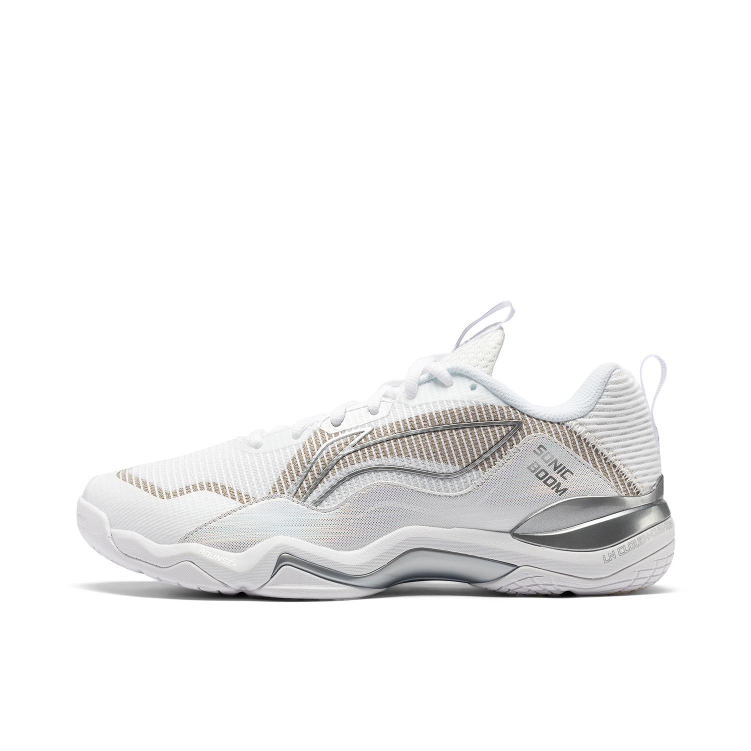 推荐商品：李宁 音爆EG3.0 羽毛球鞋 比赛鞋 稳定保护系带缓震防滑支撑回弹透气耐磨碳板织物抗击性 白色