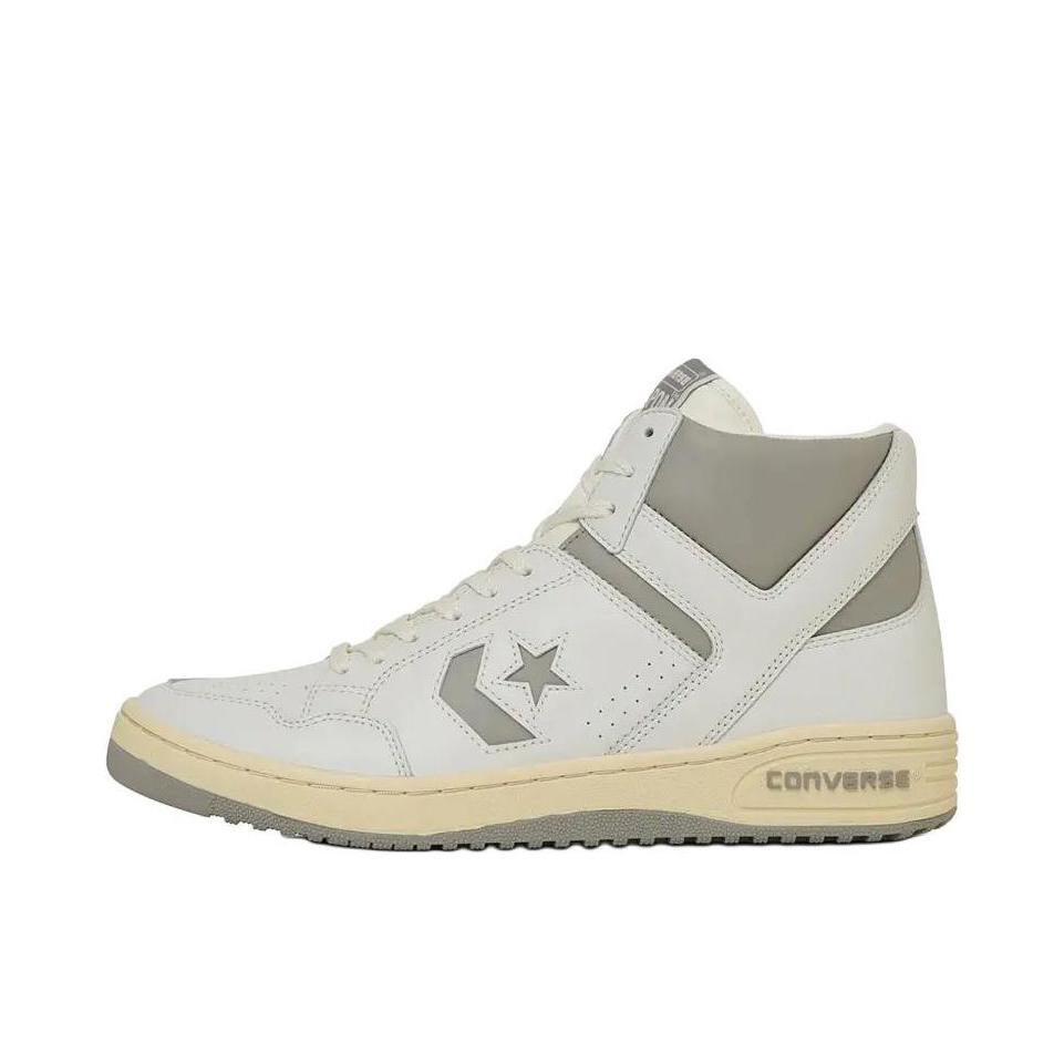 推荐商品：Converse/匡威 Weapon 板鞋 星箭标潮流经典复古拼接防滑耐磨减震透气支撑包裹性 高帮/白色/灰色 